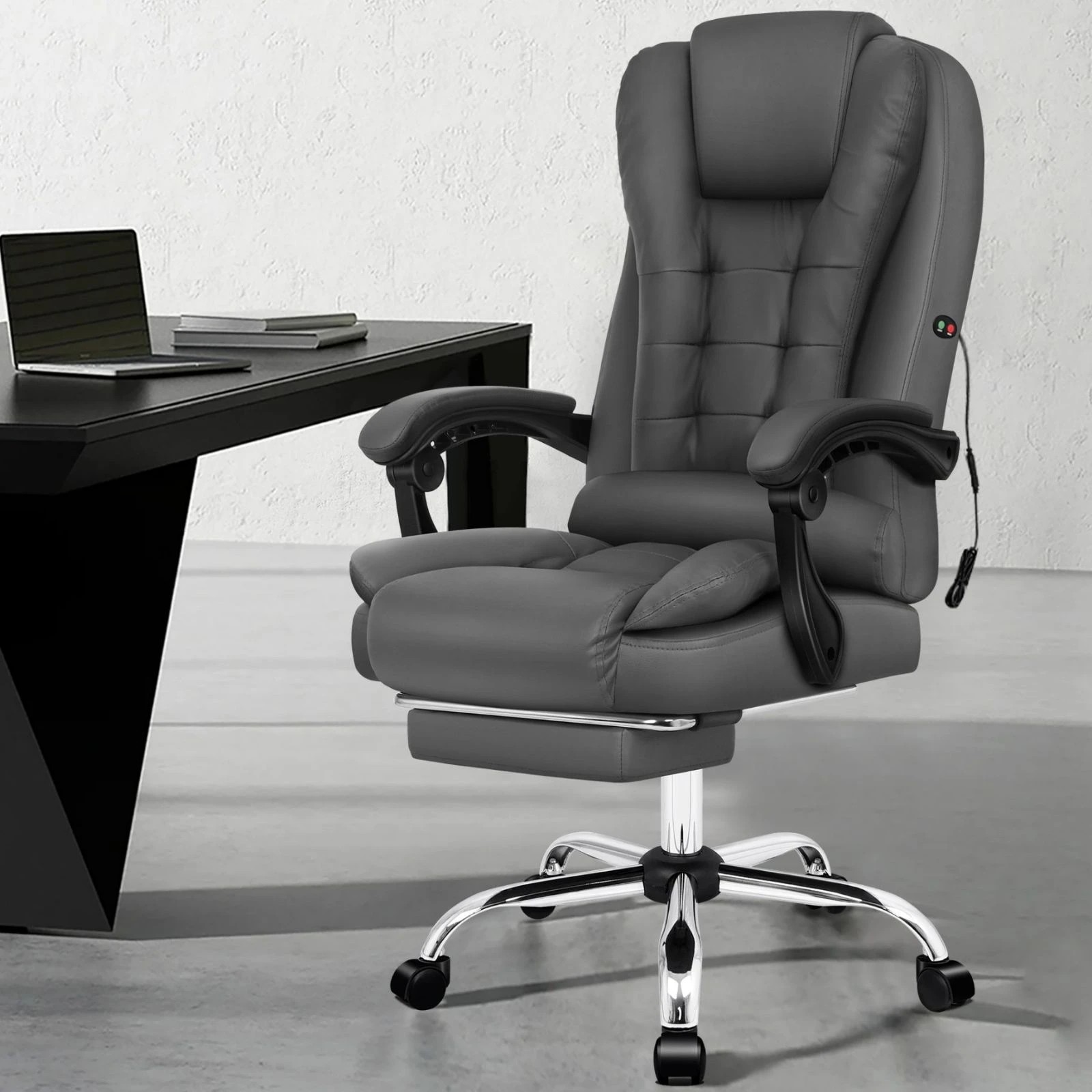 2 Alfordson Massage Office Chair Executive Seat Gaming Recliner Computer Racer - Grey, 2 of 10