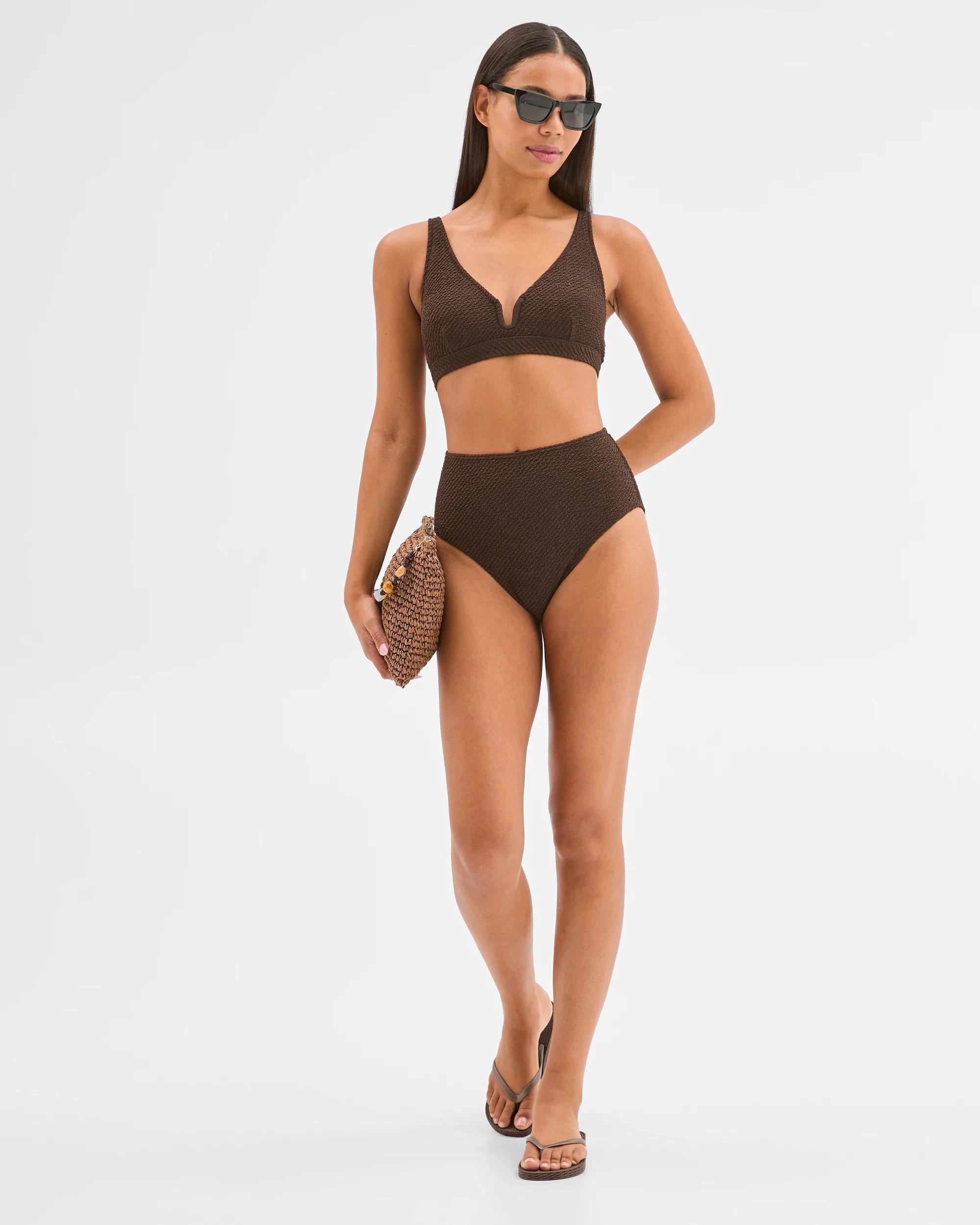 6 Target Woman Resort High Waisted Textured Bikini Bottoms COCOA, 6 of 10