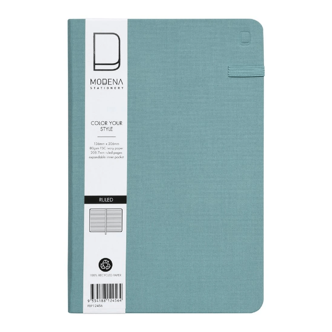 1 Modena A5 Linen Ruled Notebook Teal, 1 of 5