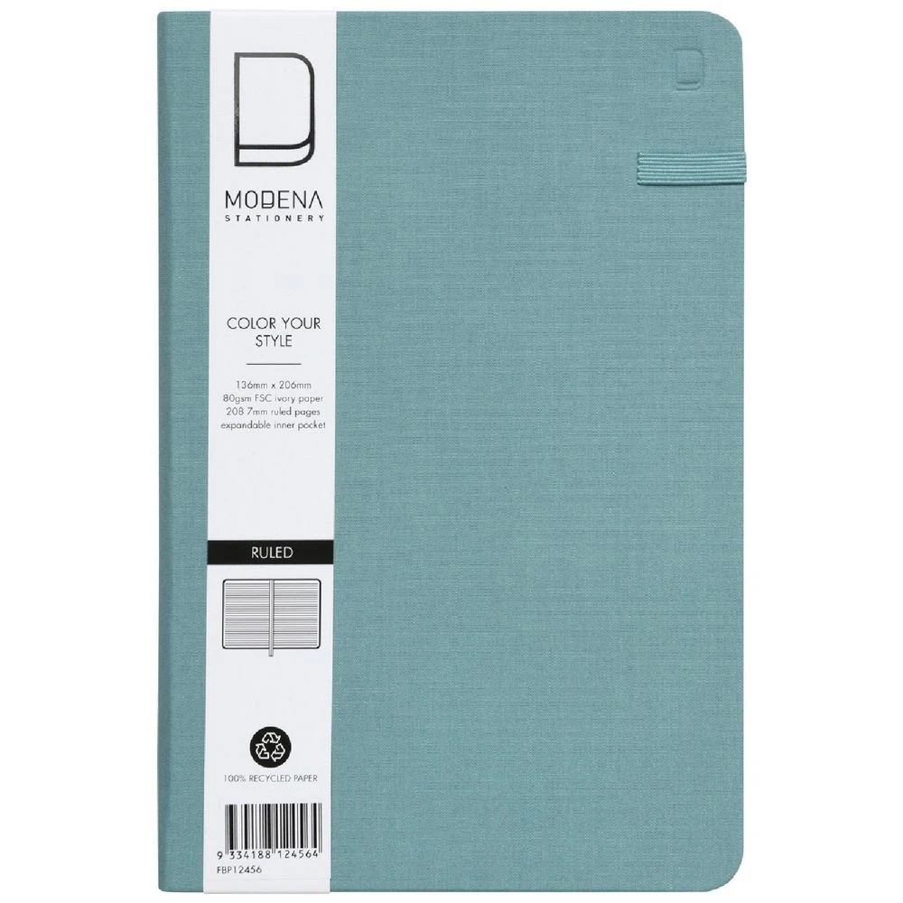 1 Modena A5 Linen Ruled Notebook Teal, 1 of 5