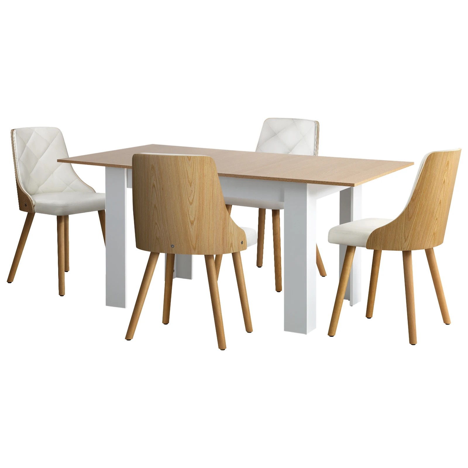 1 Oikiture 160cm Extendable Dining Table With 4pcs Dining Chairs Pu Leather
 - Multi, 1 of 10
