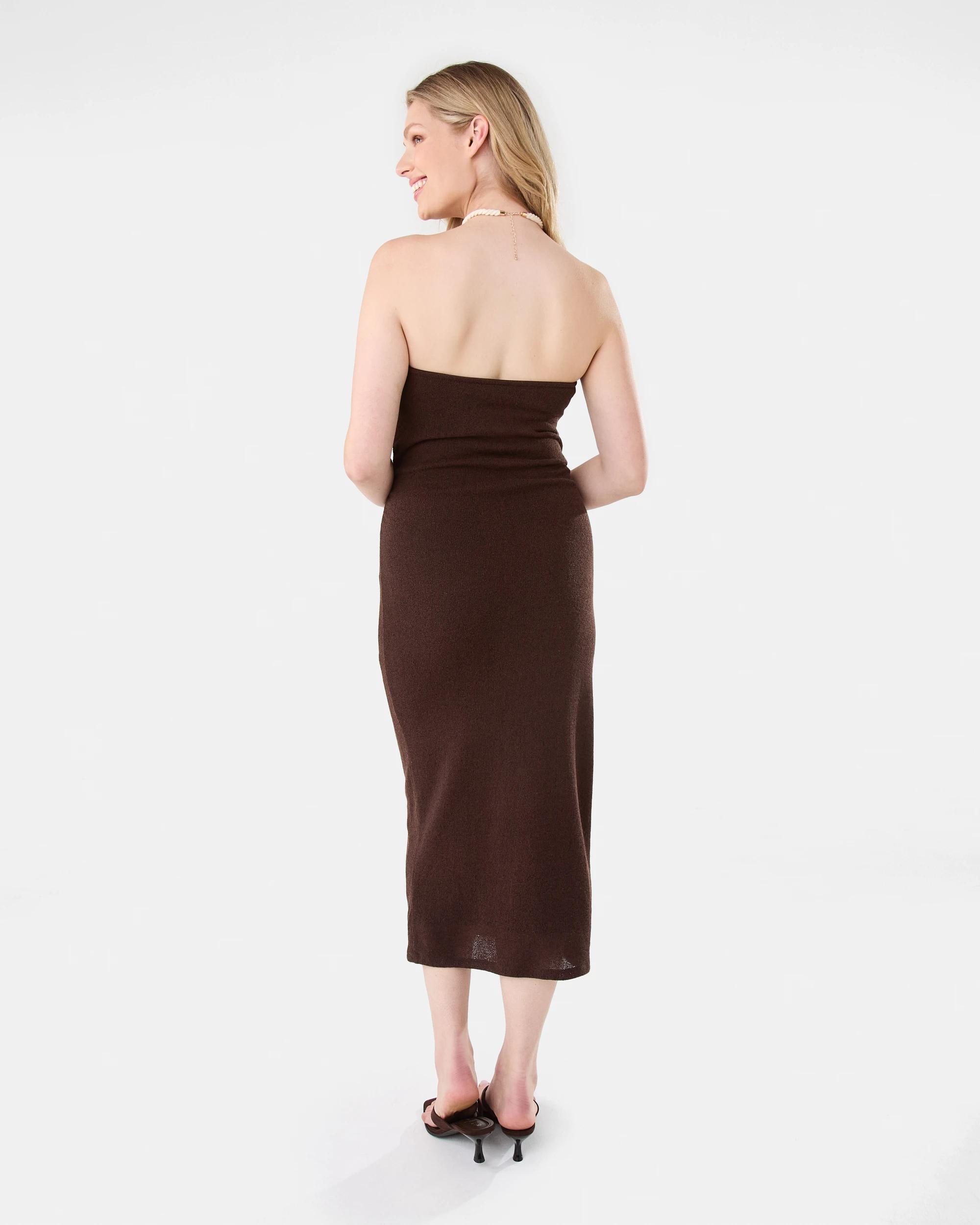 3 Strapless Knit Midi Dress Melt Brown, 3 of 9