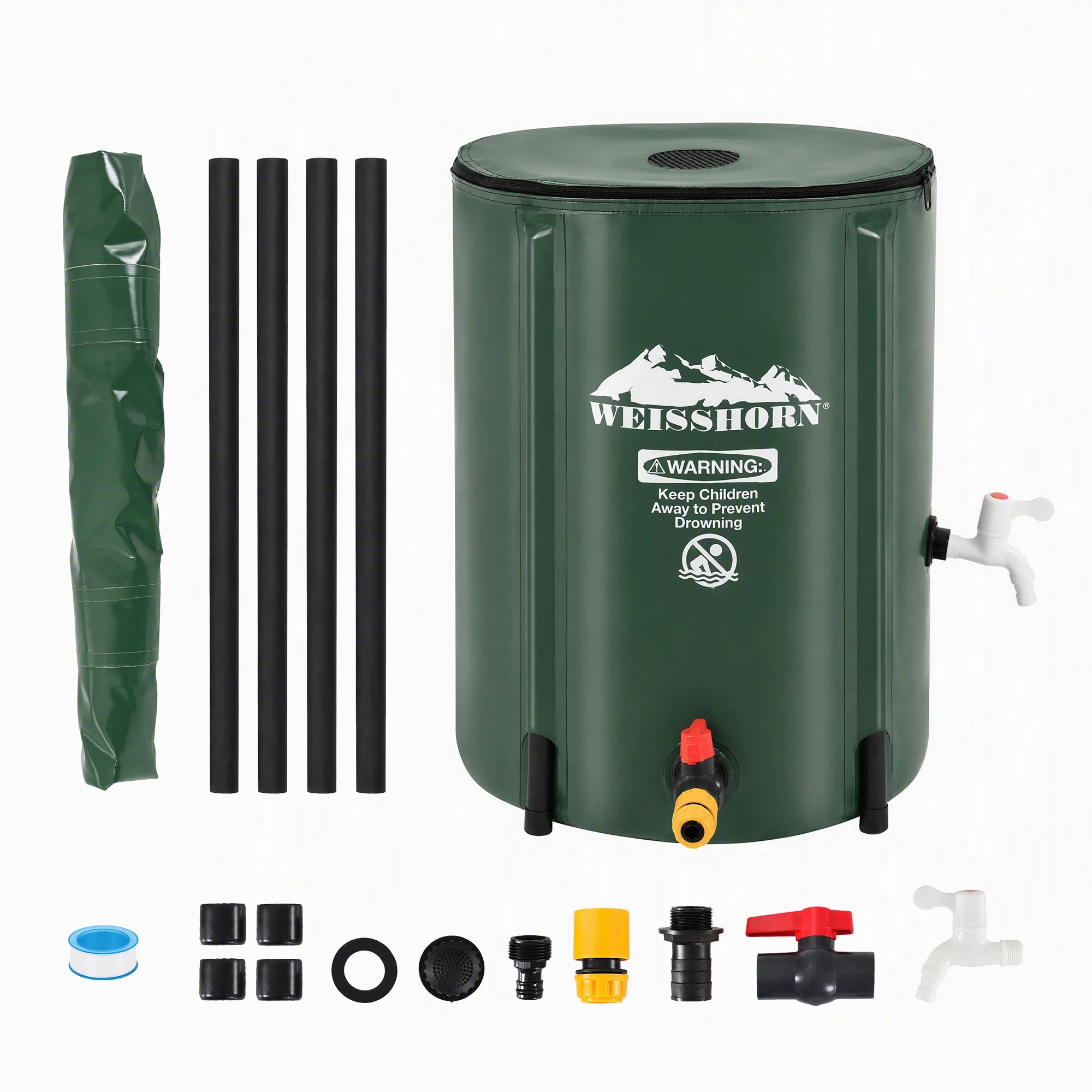 1 Weisshorn 50L Collapsible Rain Barrel Foldable Water Bladder Tank Storage Container - Multi, 1 of 9