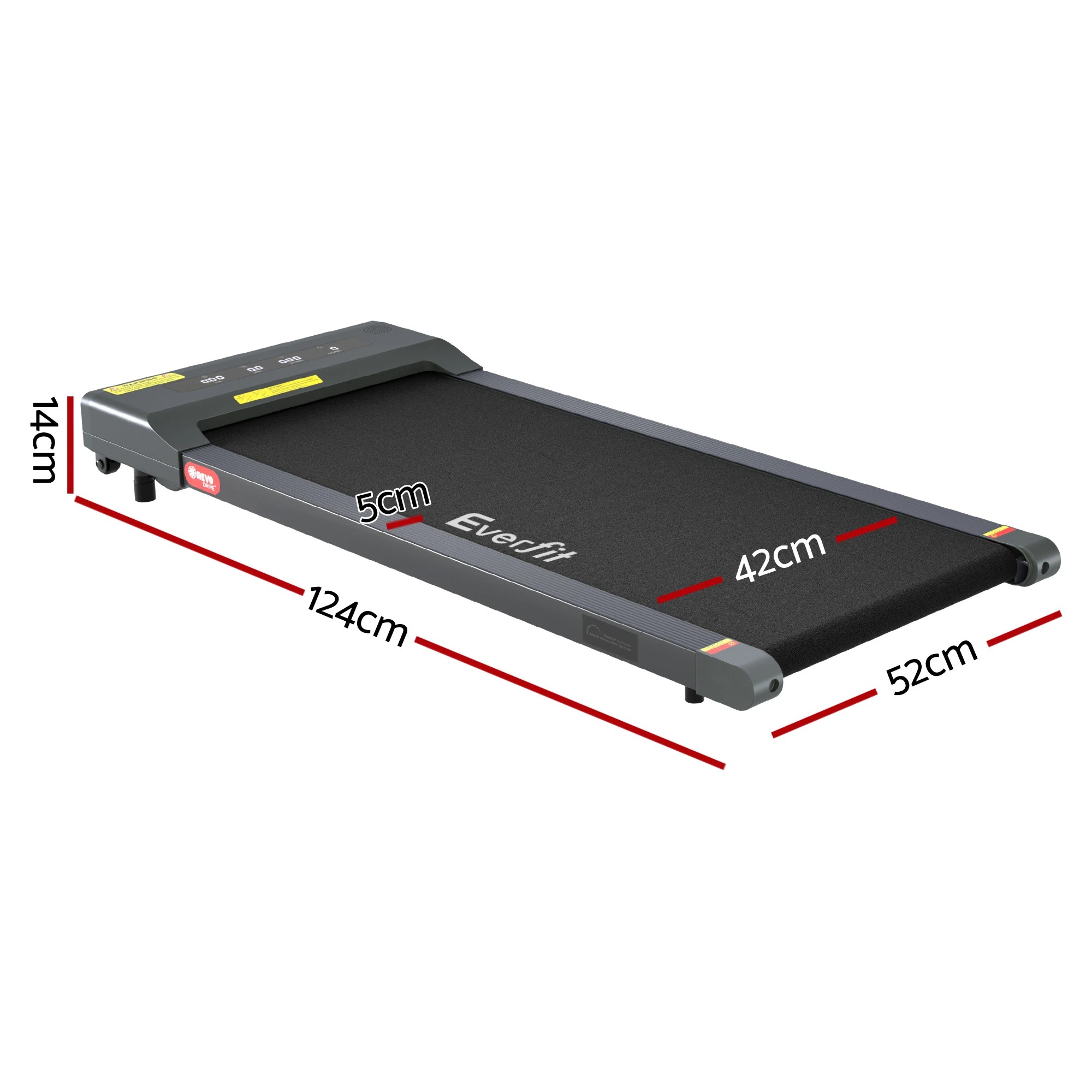 2 Everfit Treadmill Electric Walking Pad Under Desk Home Gym Fitness 400mm - Grey, 2 of 7