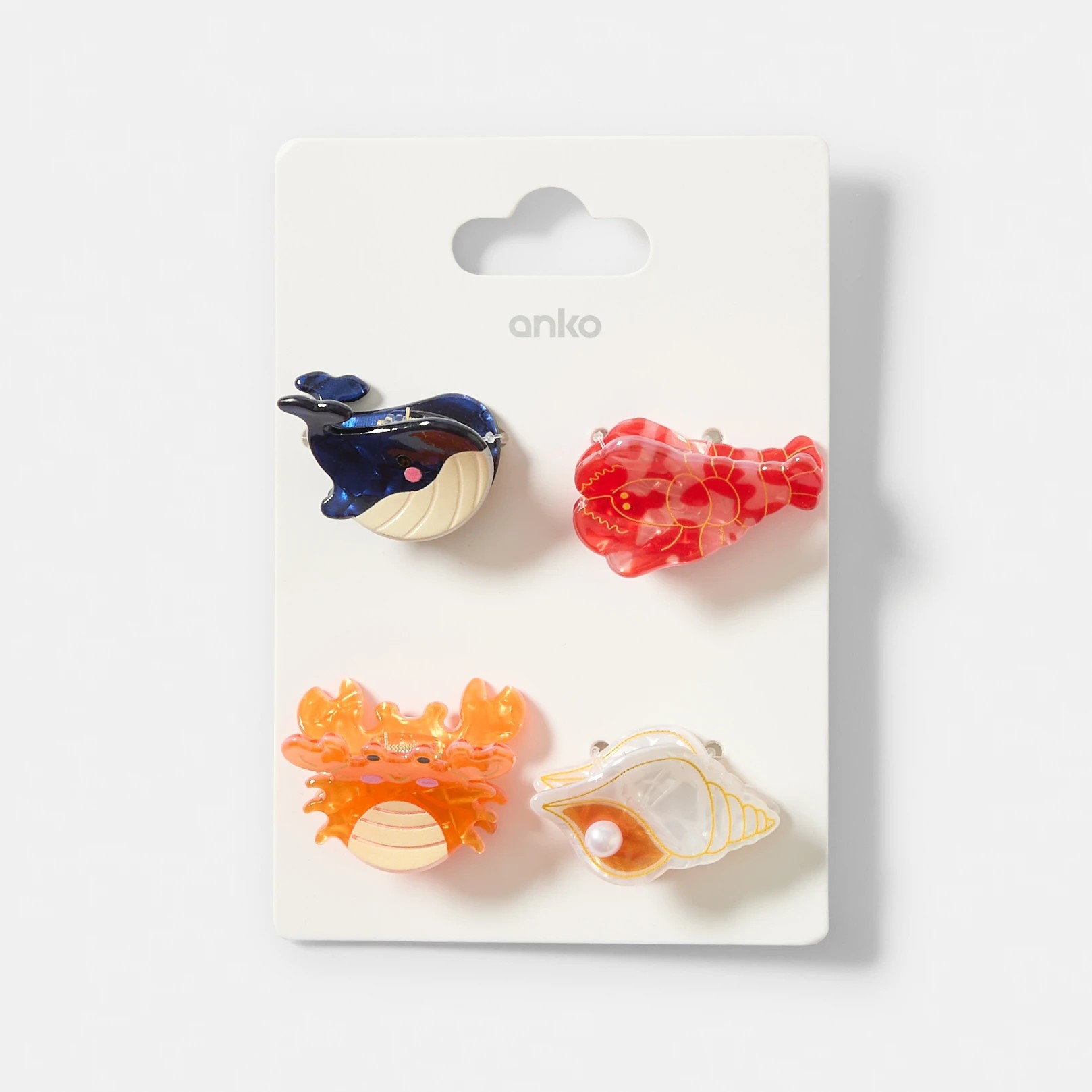 4 4 Pack Novelty Ocean Claw Hair Clips, 4 of 4