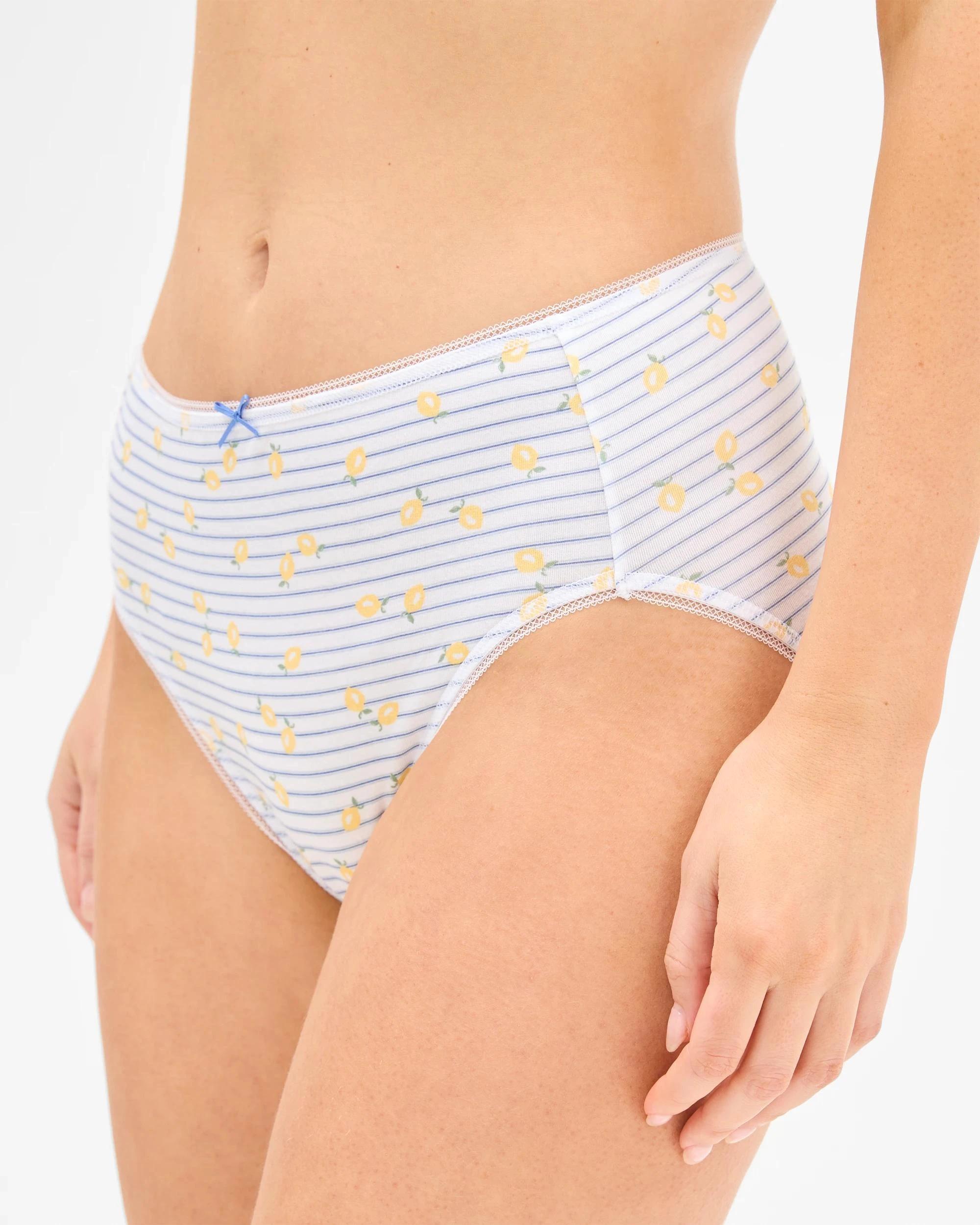 3 Target Women's Cotton/Elastane High Cut Briefs 5 Pack MEDITERRANEAN LEMON/BLUE, 3 of 5