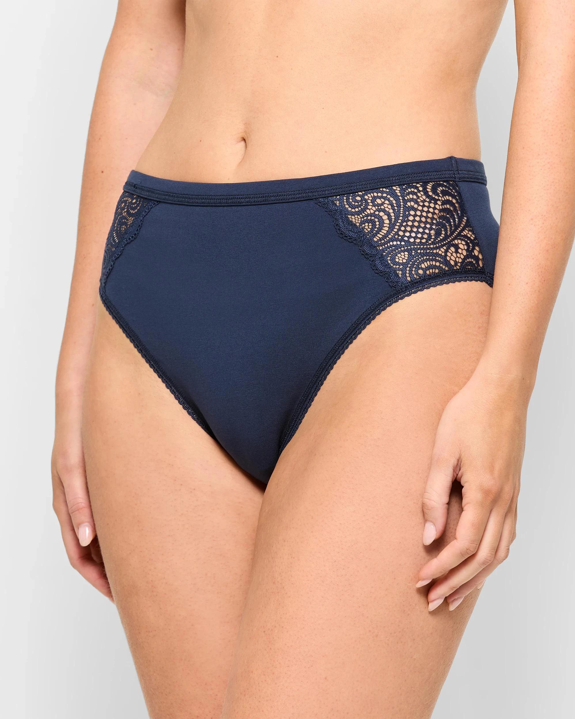 3 Target Woman Australian Cotton and Lace 2 Pack High Cut Briefs NAVY BLUE, 3 of 4