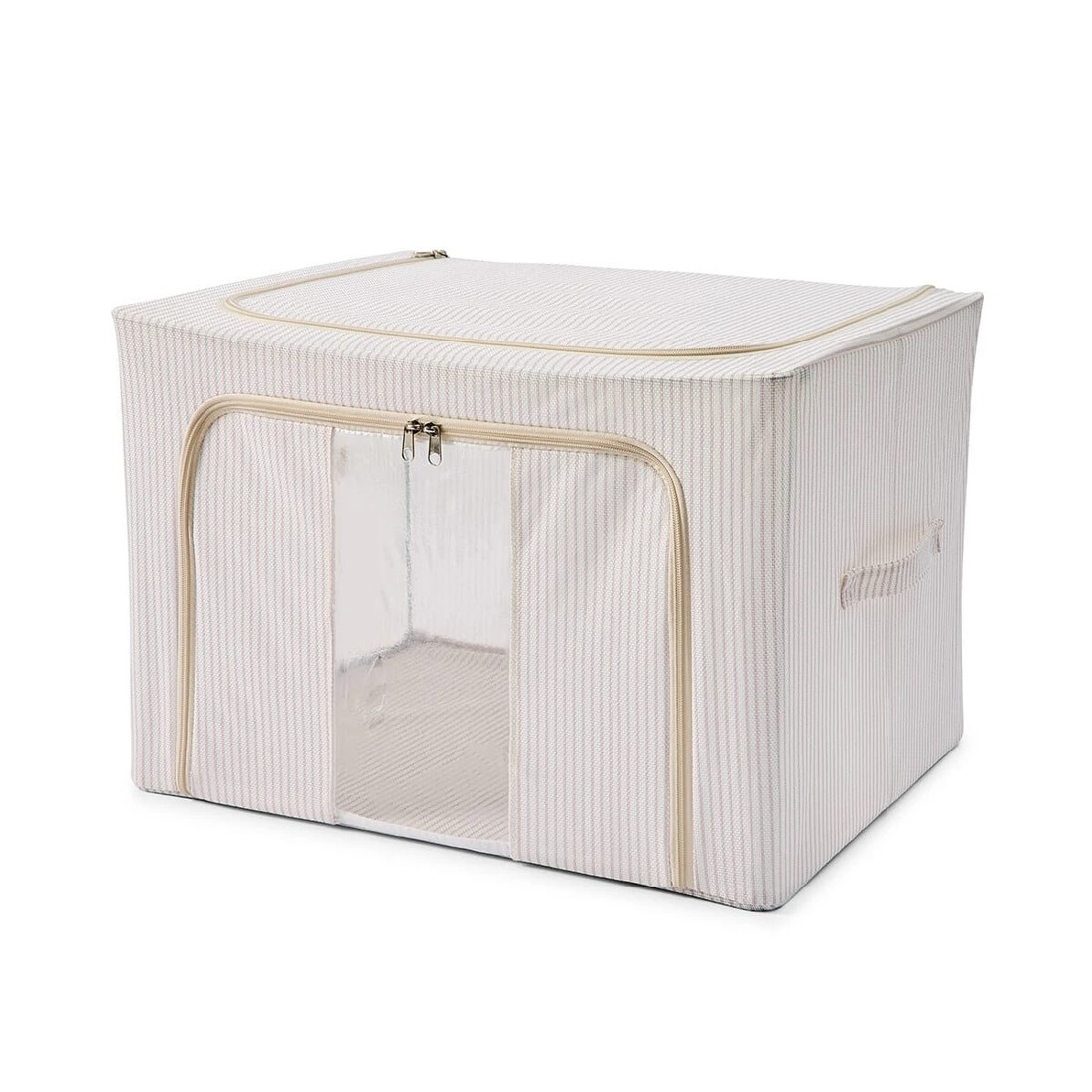 4 Linen Look Collapsible Box with Window - Large, Stripe, 4 of 10