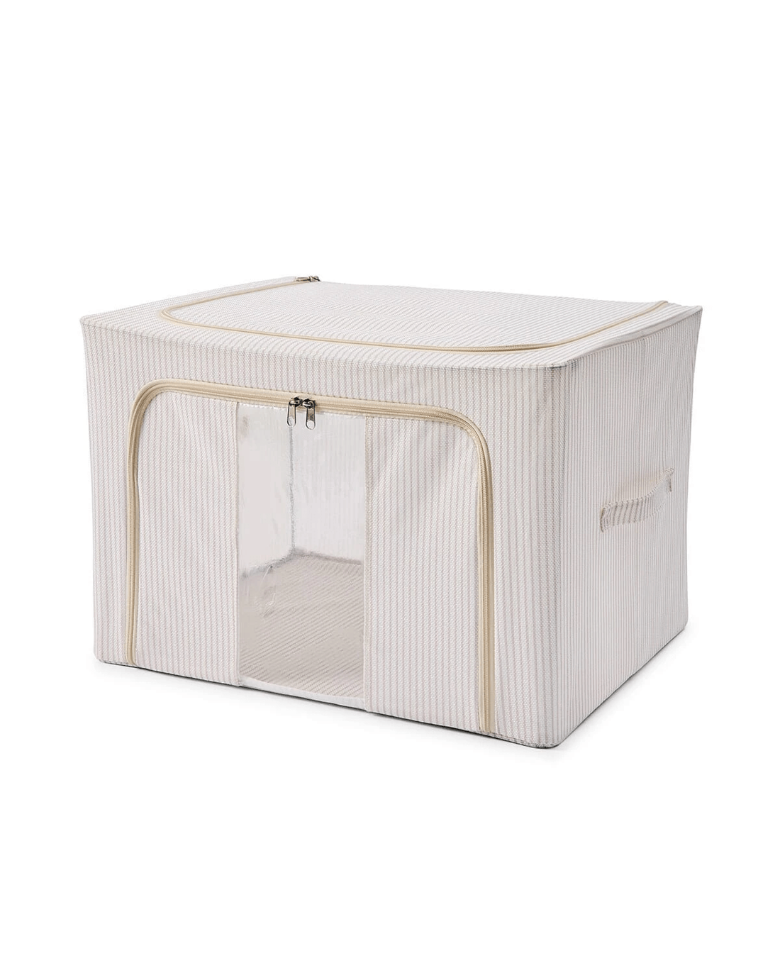 4 Linen Look Collapsible Box with Window - Large, Stripe, 4 of 10