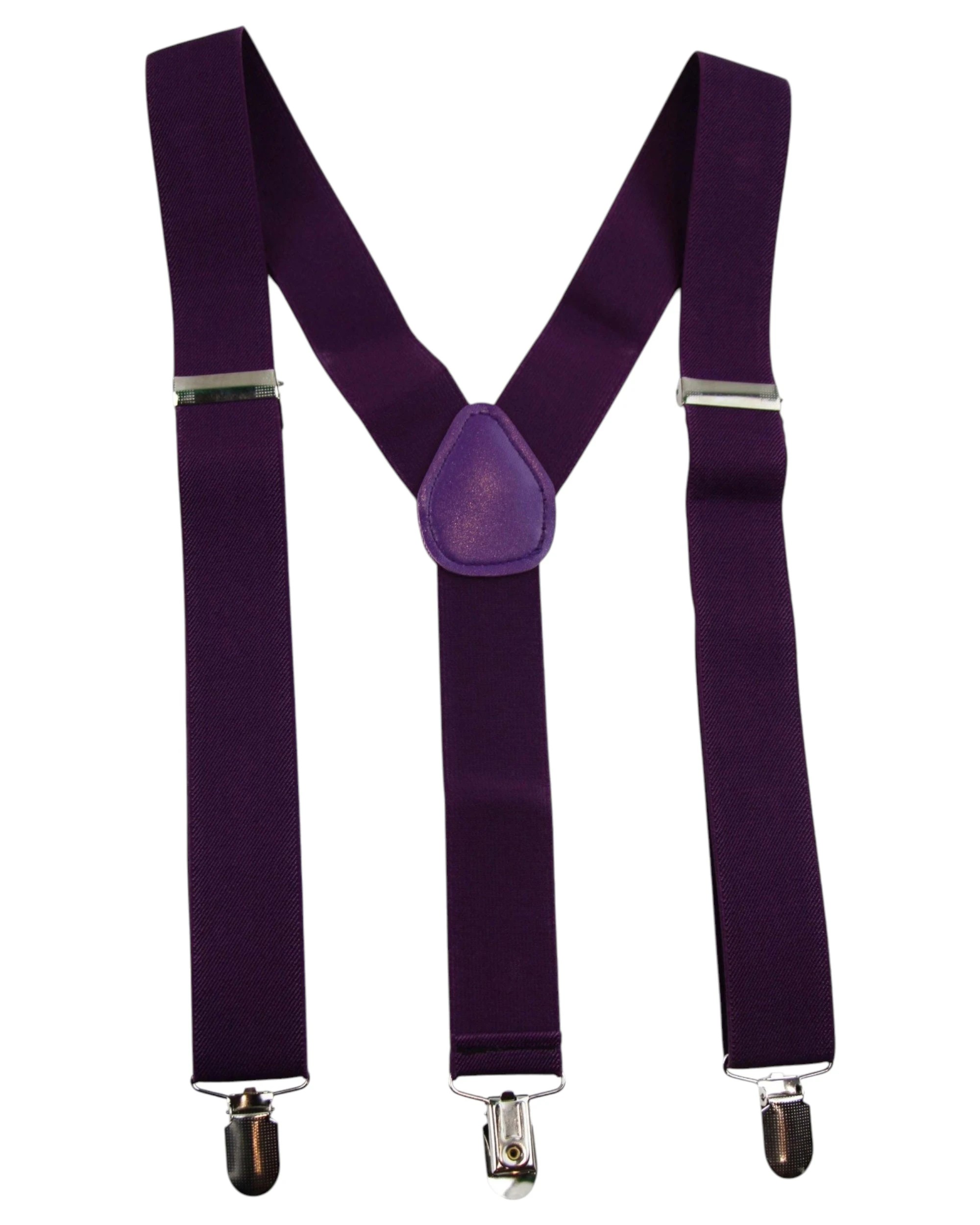 1 Zasel Mens Wide Heavy Duty Adjustable 100cm Dark Purple Suspenders, 1 of 3