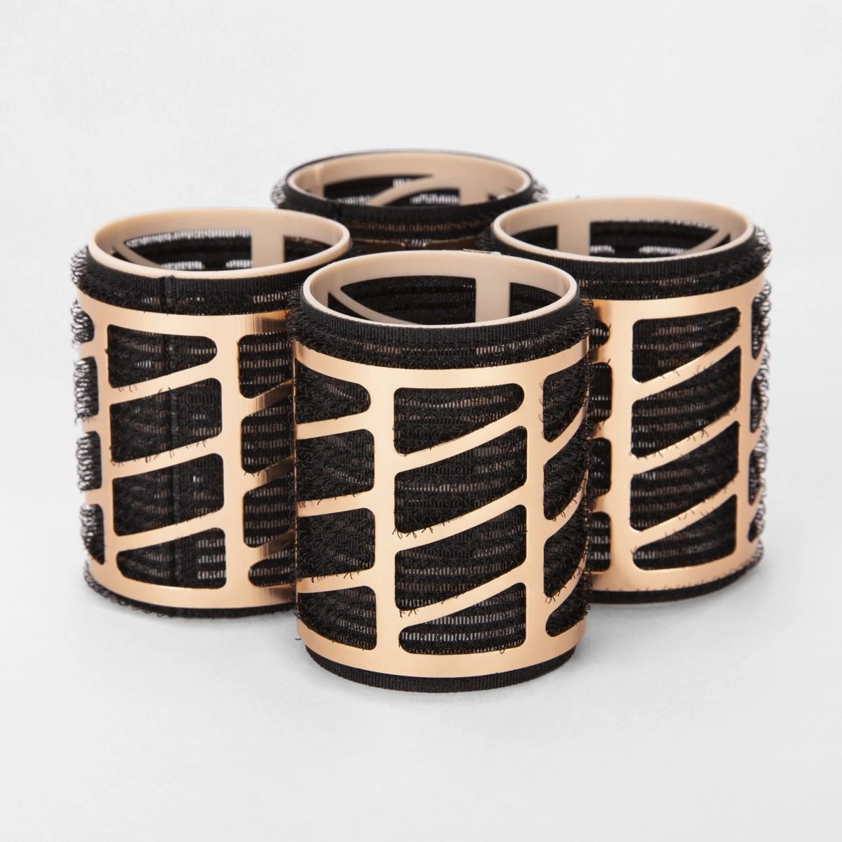 3 4 Pack Thermal Blow Dry Rollers - Large, Black and Gold Look, 3 of 5