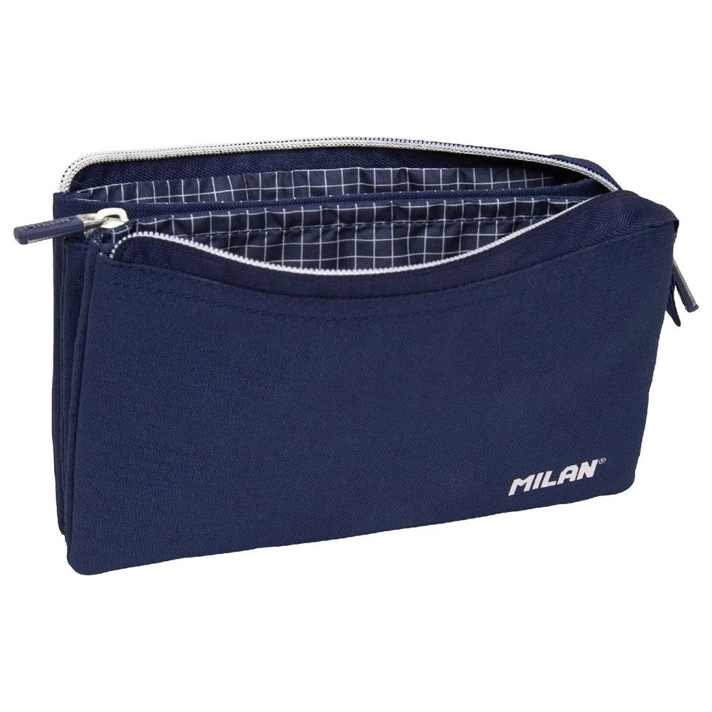 2 Milan Triple Zip Pencil Case Navy, 2 of 3