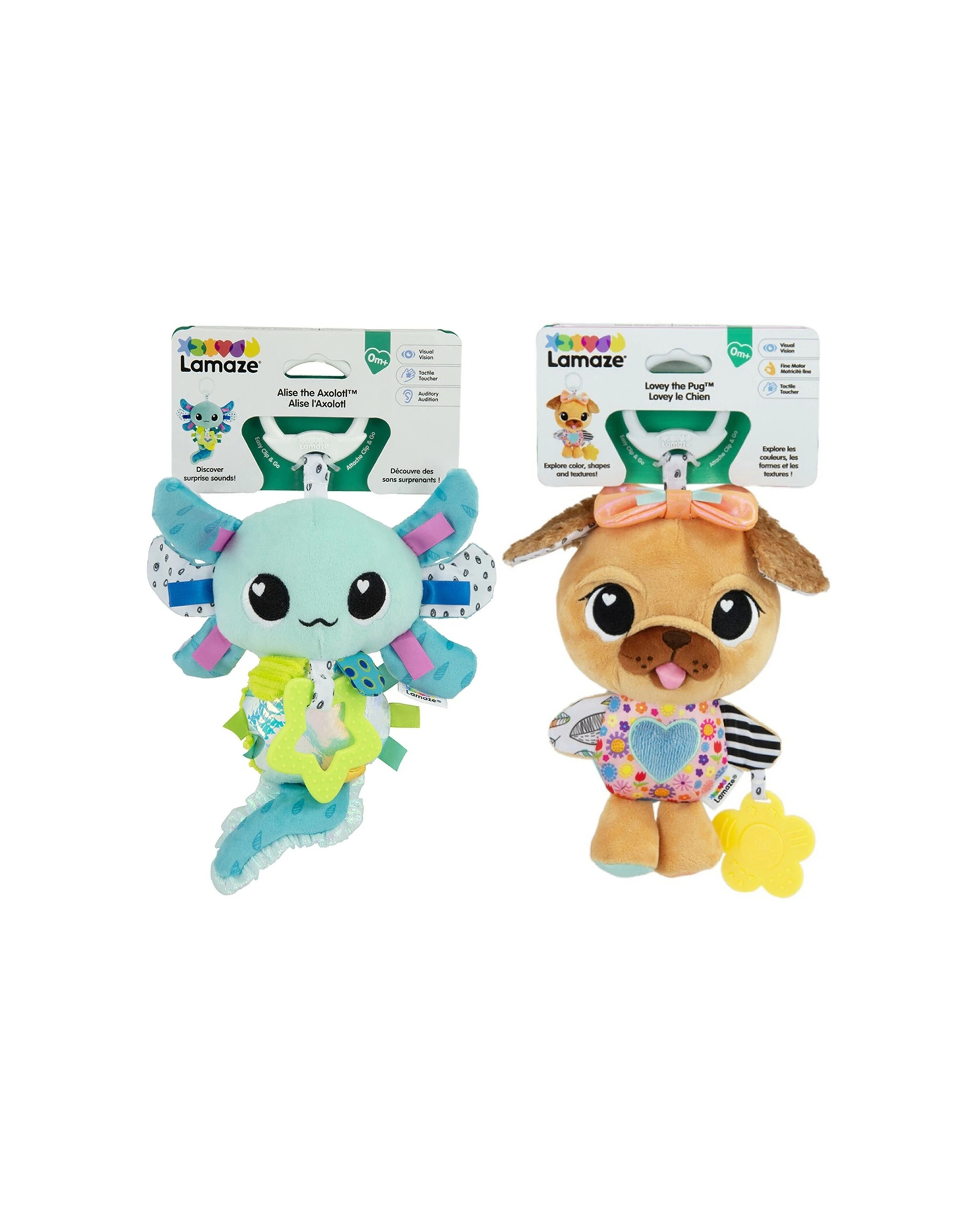 1 Lamaze Lovely The Pug And Alise The Axolotl Clip & Go Kids Toys Sensory Fun - Multi, 1 of 3