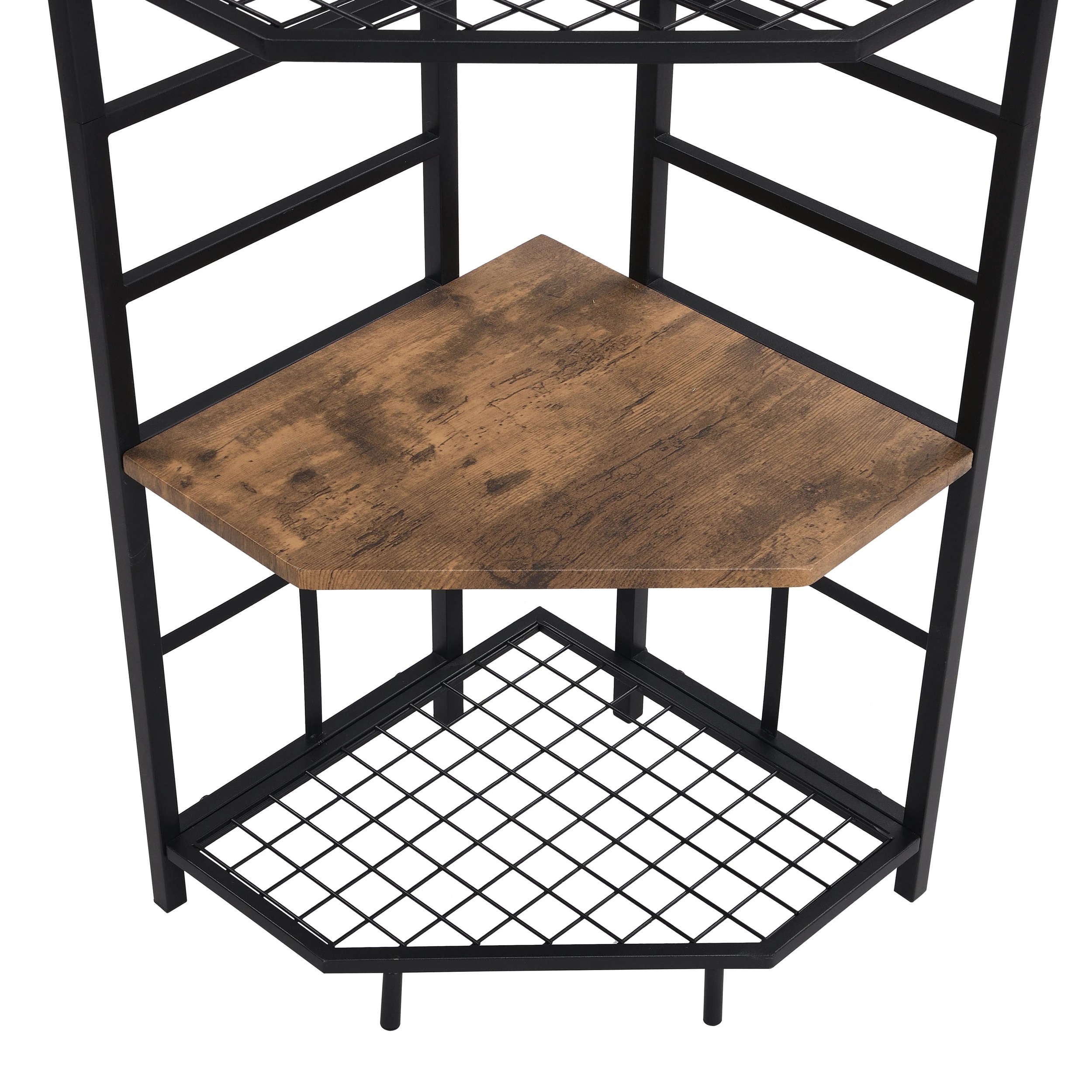 6 IHOMDEC 6-Tier Pentagon Corner Bookshelf - Brown, 6 of 10