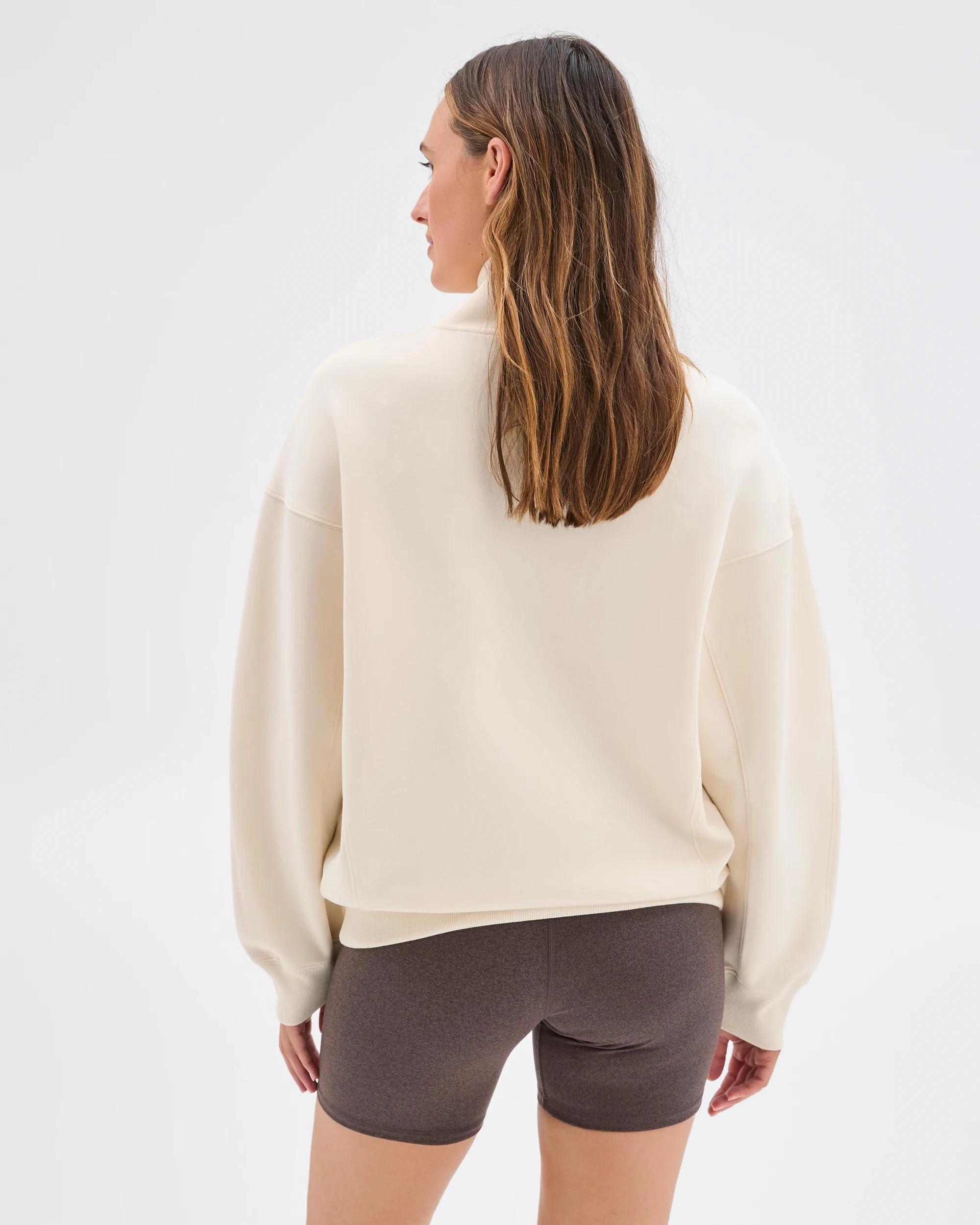 6 Target Active Australian Cotton Blend Cocoon 1/4 Zip Fleece Jumper OATMILK, 6 of 7