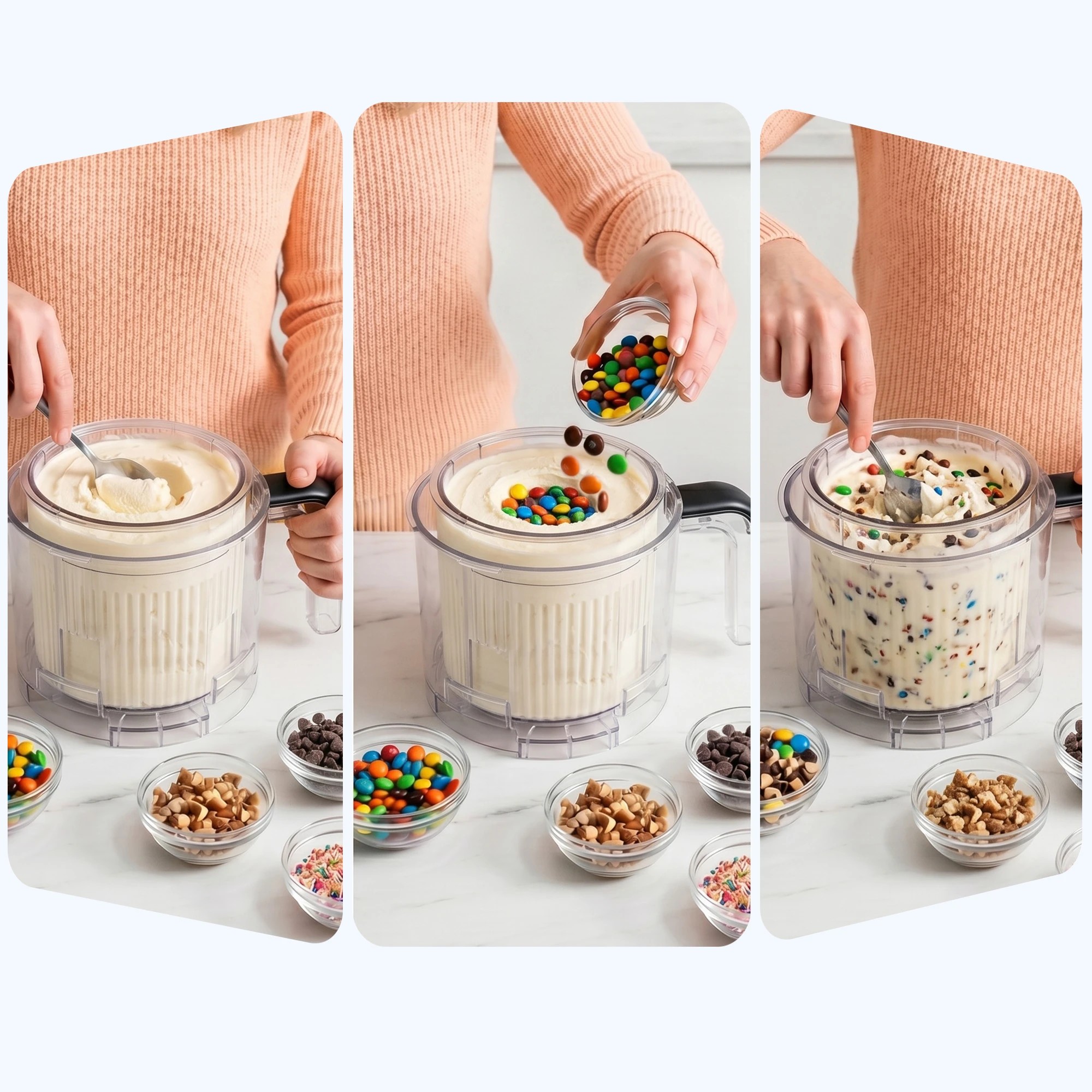 6 Devanti 10-in-1 Ice Cream Maker Machine Homemade Gelato Sorbet Smart Portion Control Custom Mix-Ins - Black, 6 of 10