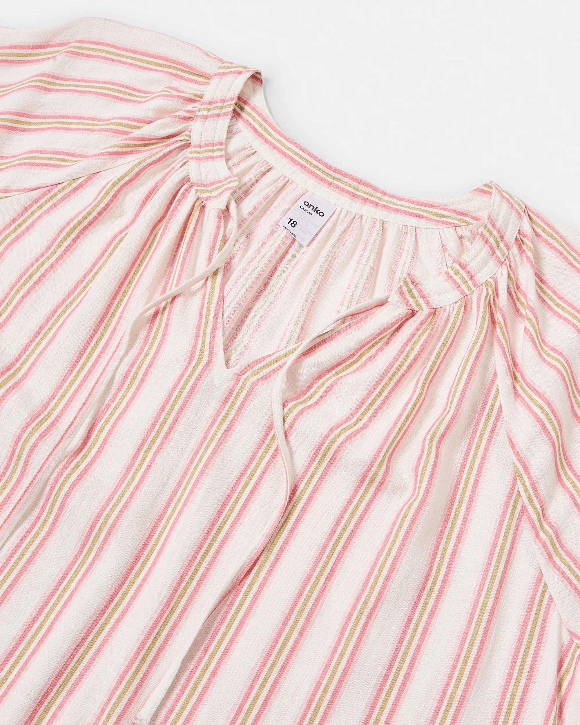 3 Curve Short Sleeve Relaxed Tie Front Top Trop Strp, 3 of 3