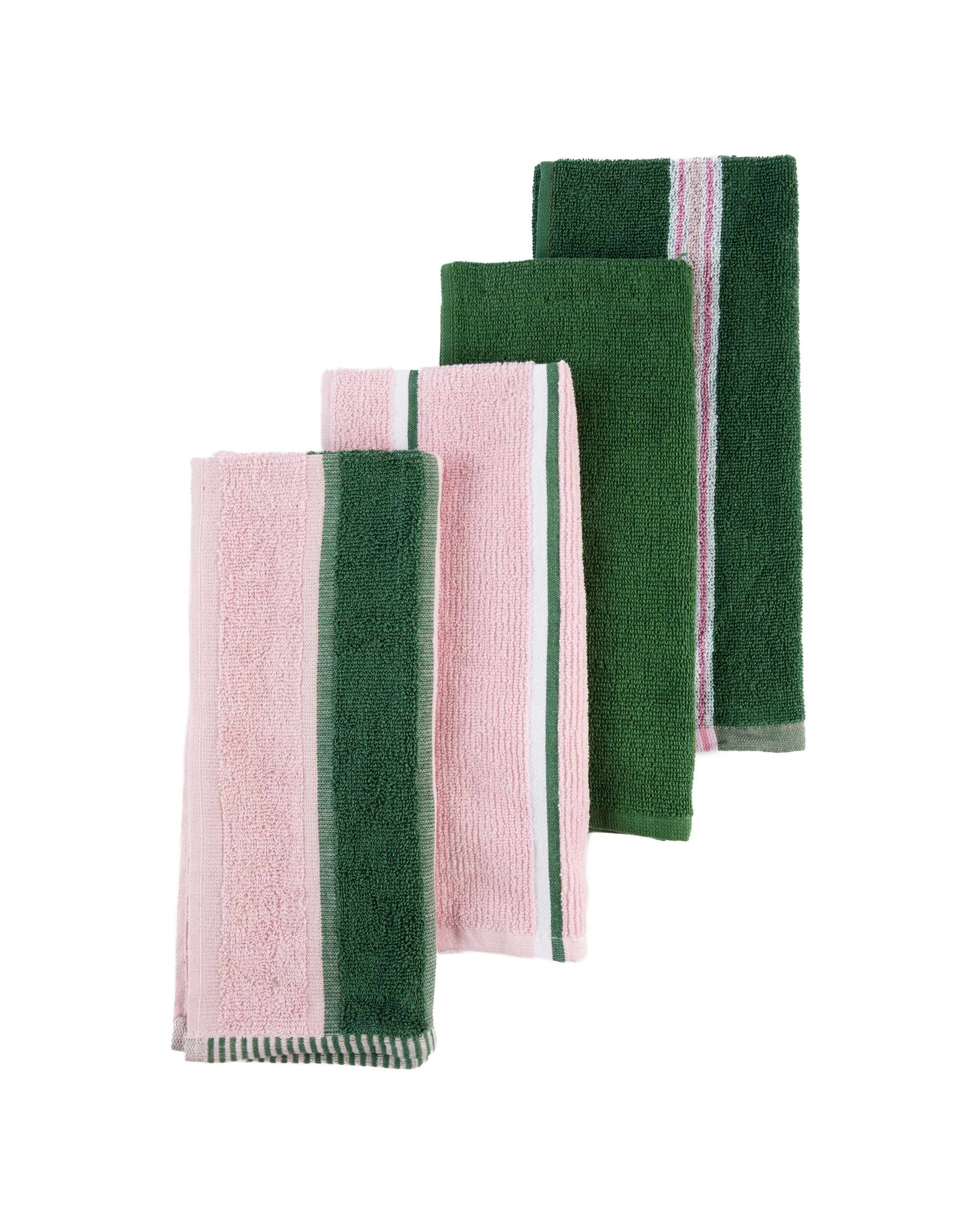1 4 Pack Pink Stripe Terry Tea Towels, 1 of 7
