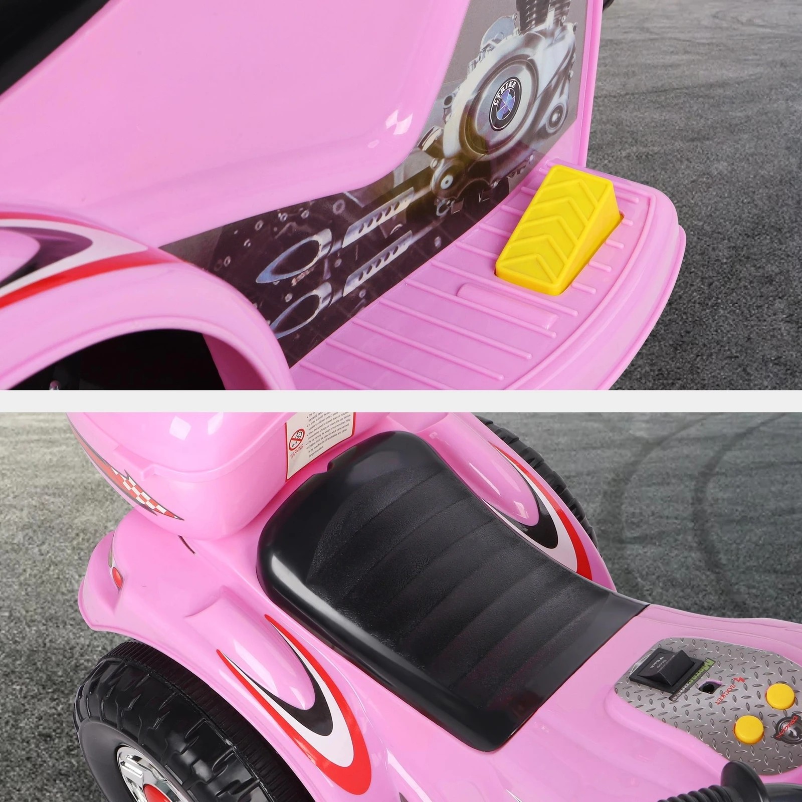 4 Alfordson Kids Ride On Car Police Motorcycle 6V Electric Toy 25W Motor MP3 - Pink, 4 of 9