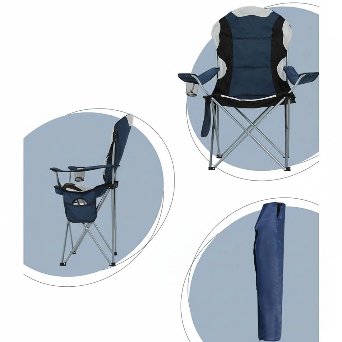 6 Weisshorn Camping Folding Chair Portable Outdoor Hiking Fishing Picnic  2pcs - Blue, 6 of 6