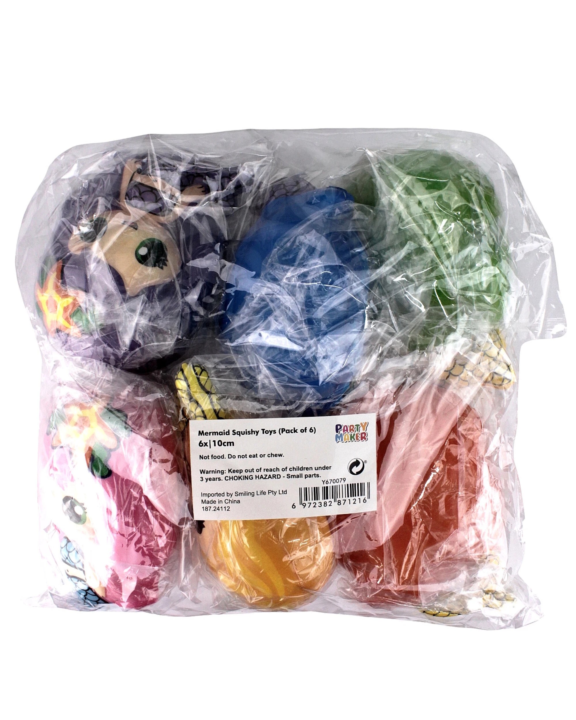 3 Party Maker Mermaid Squishy Toys Pack of 6 - Multi, 3 of 3