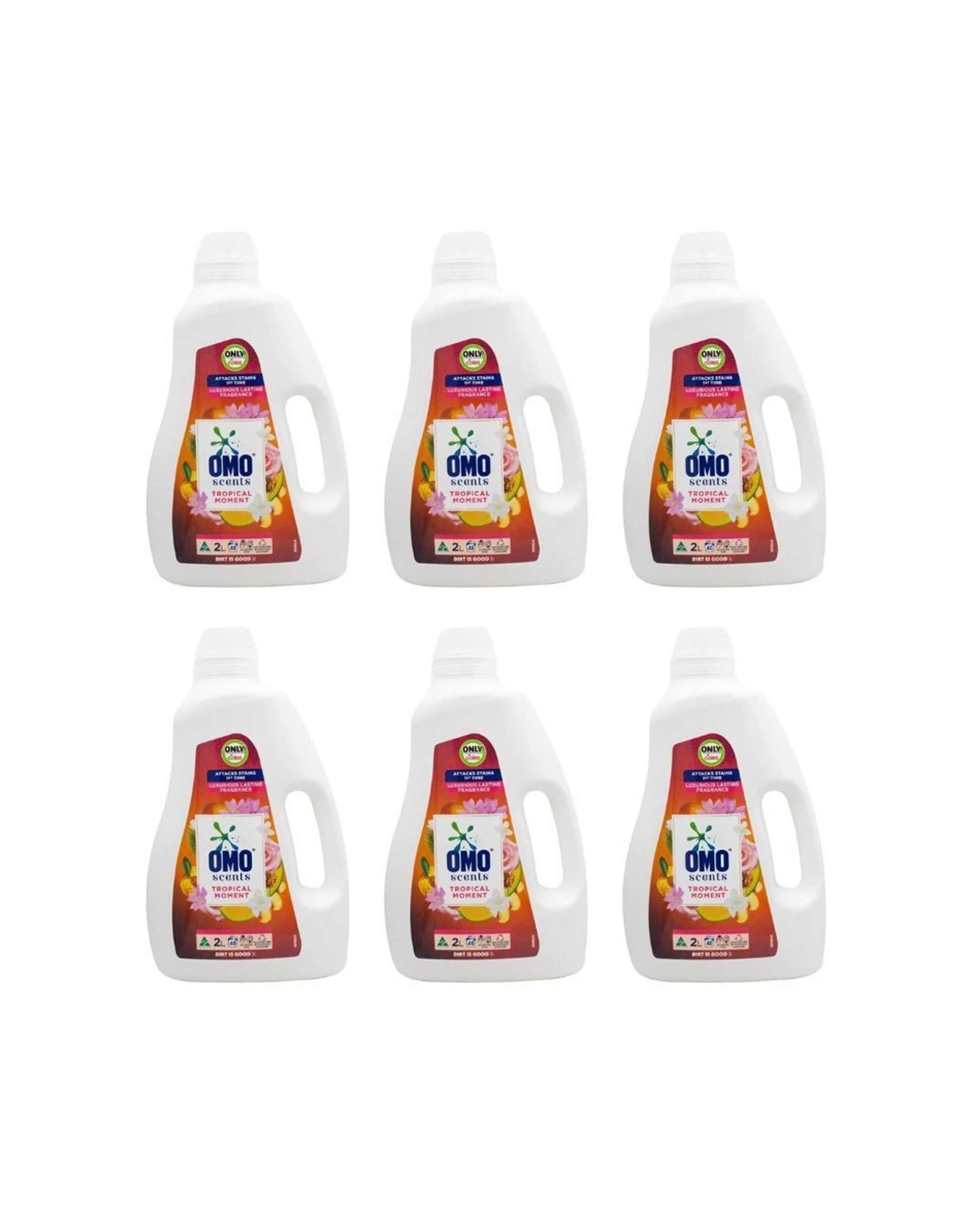 1 Omo Liquid Laundry Detergent 6PK2L Tropical Laundry Detergent Stain Remover, 1 of 3