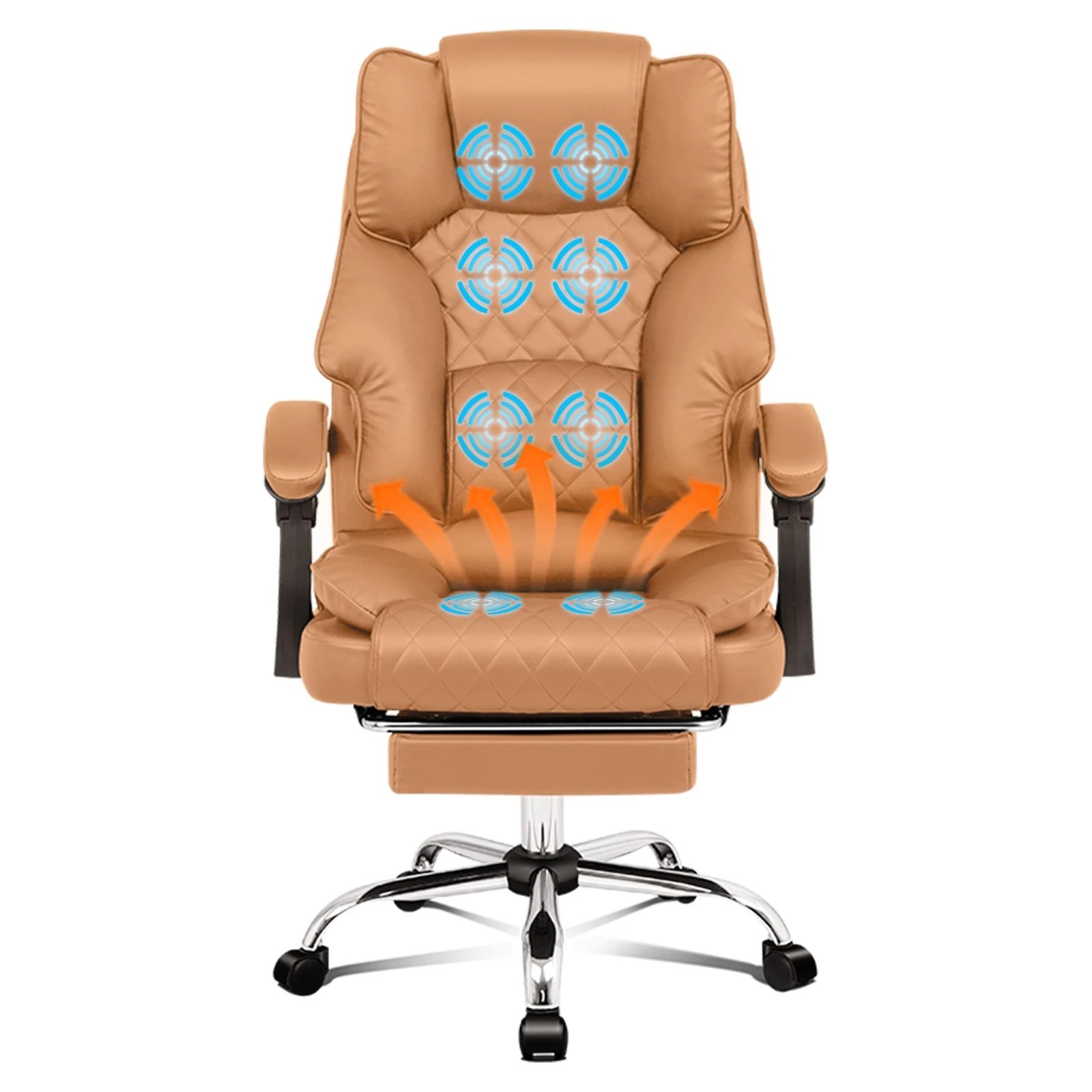 9 Alfordson Massage Office Chair Executive Heated Seat Computer Racing Recliner - Brown, 9 of 10