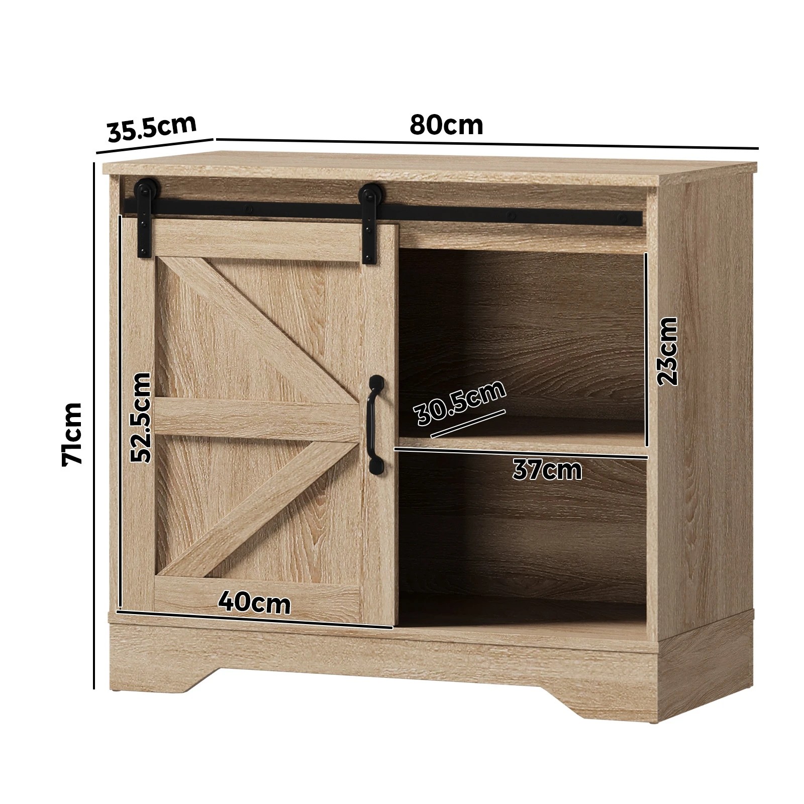 2 Oikiture 2x Buffet Sideboard Storage Cabinet Sliding Door - Natural, 2 of 9
