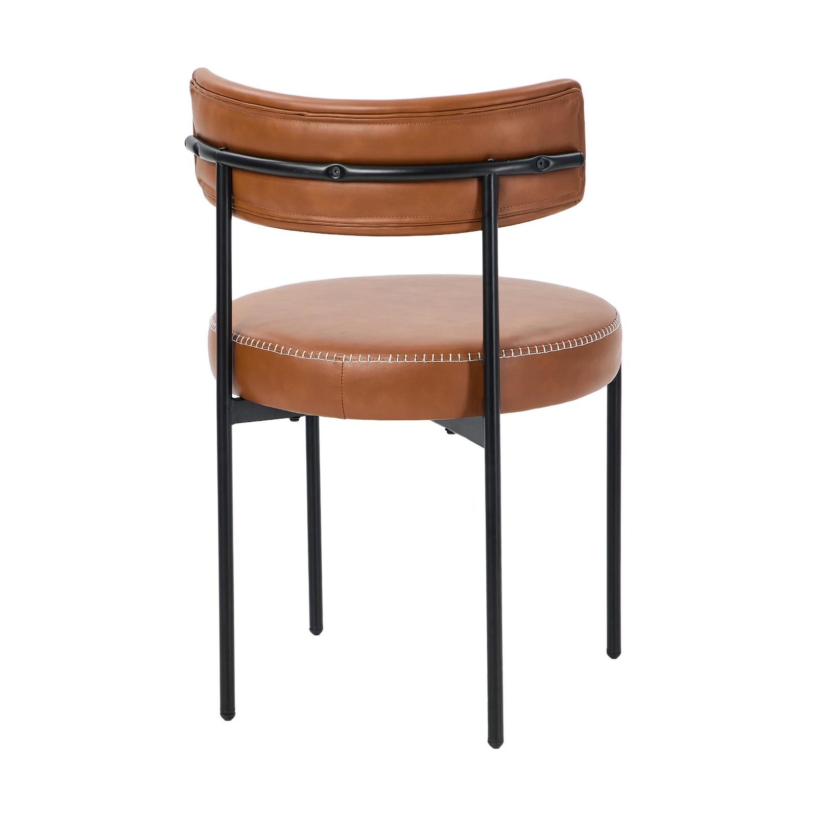 7 Oikiture 2x Dining Chair Round Kitchen Lounge Seats PU Leather - Brown, 7 of 9