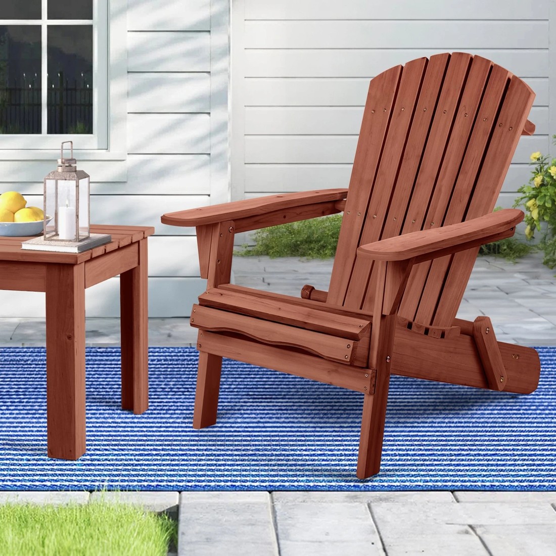 3 Alfordson Outdoor Chair Wooden Adirondack Patio Furniture Beach Garden - Brown, 3 of 9