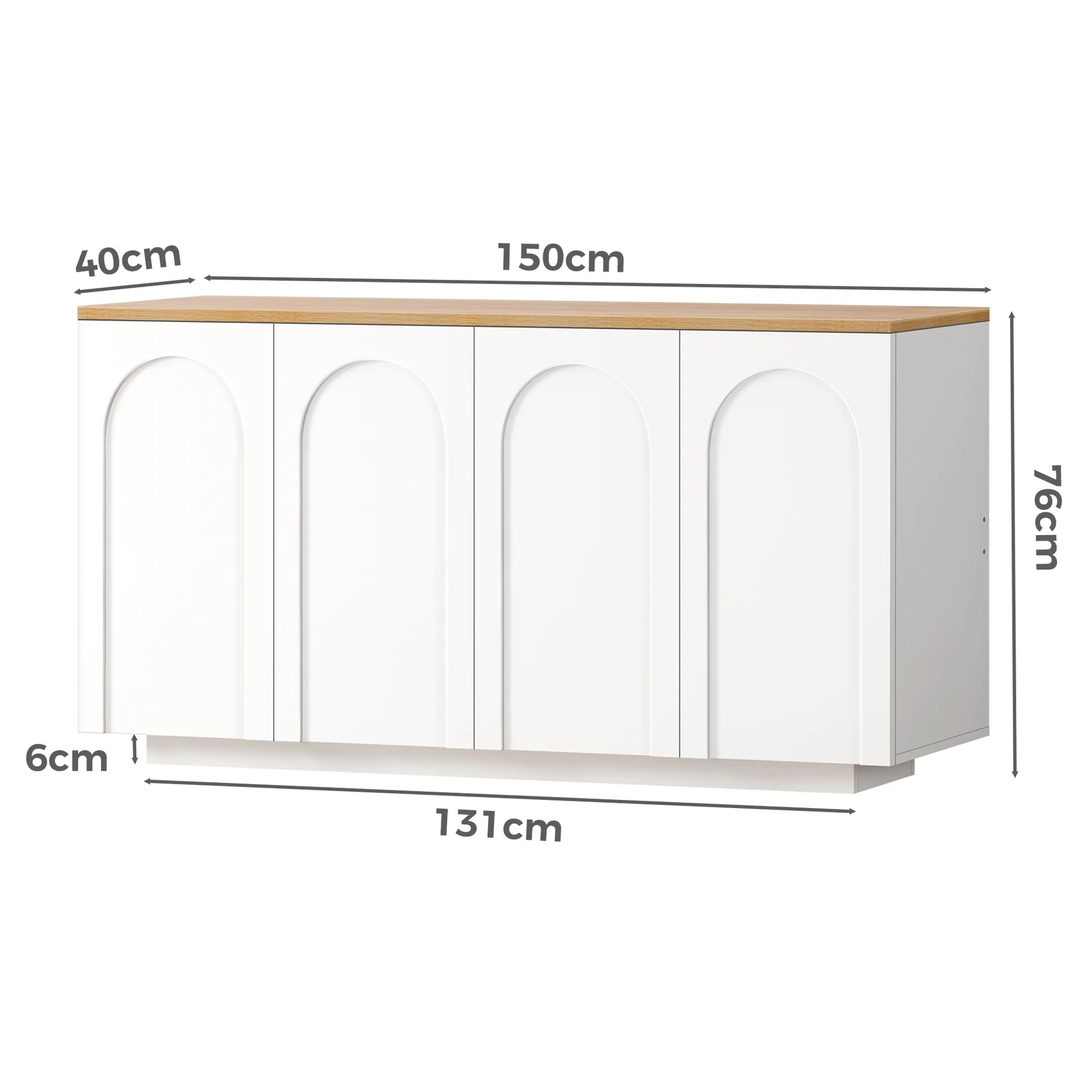 9 Alfordson Buffet Sideboard Storage Cabinet Kitchen Pantry Cupboard Doors Shelves - White, 9 of 10