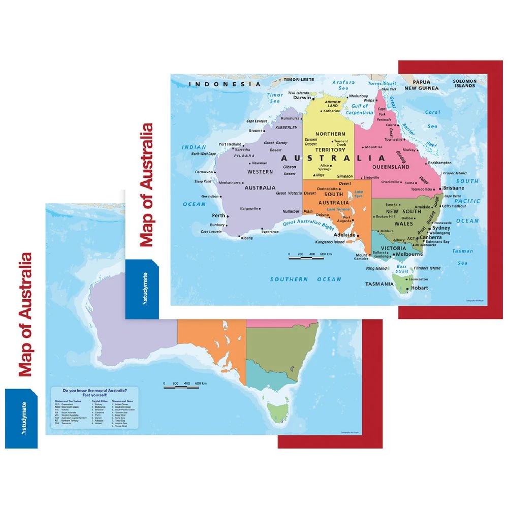 1 Studymate Double-sided Double-sided Australian Map Wall Chart, 1 of 3