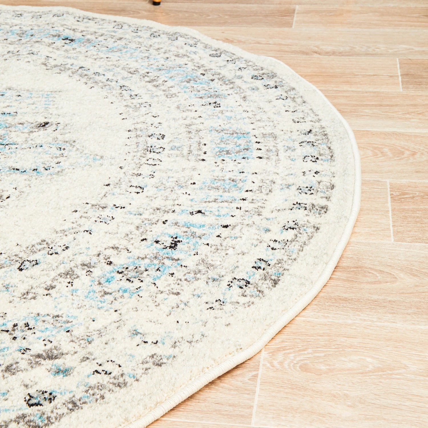 6 Common Ground Rugs Era 922 240x240cm - Large Round Power Loomed Pet Friendly Rug - White, 6 of 7