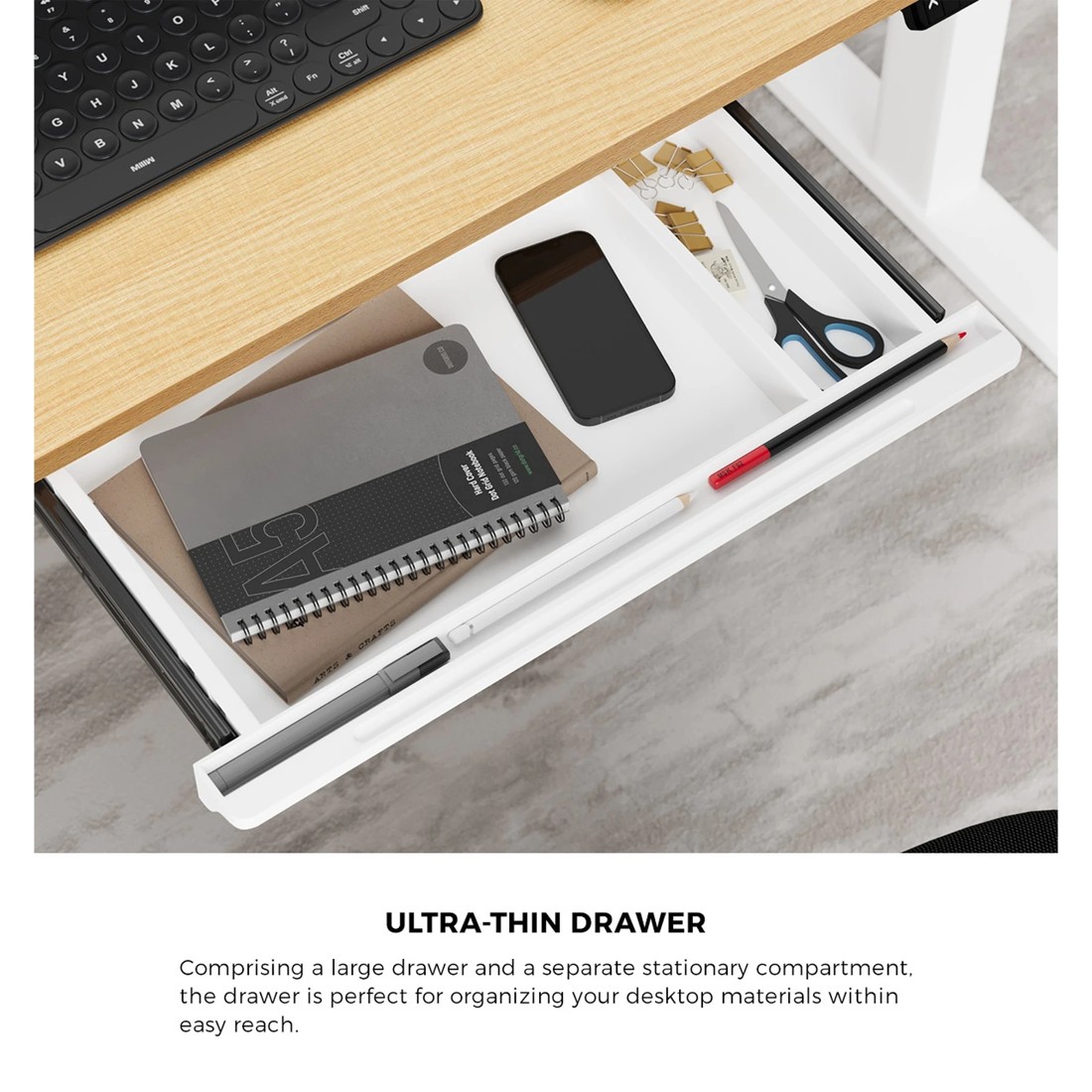 2 Oikiture 150cm Electric Standing Desk With Drawer Height Adjustable
 - Multi, 2 of 4