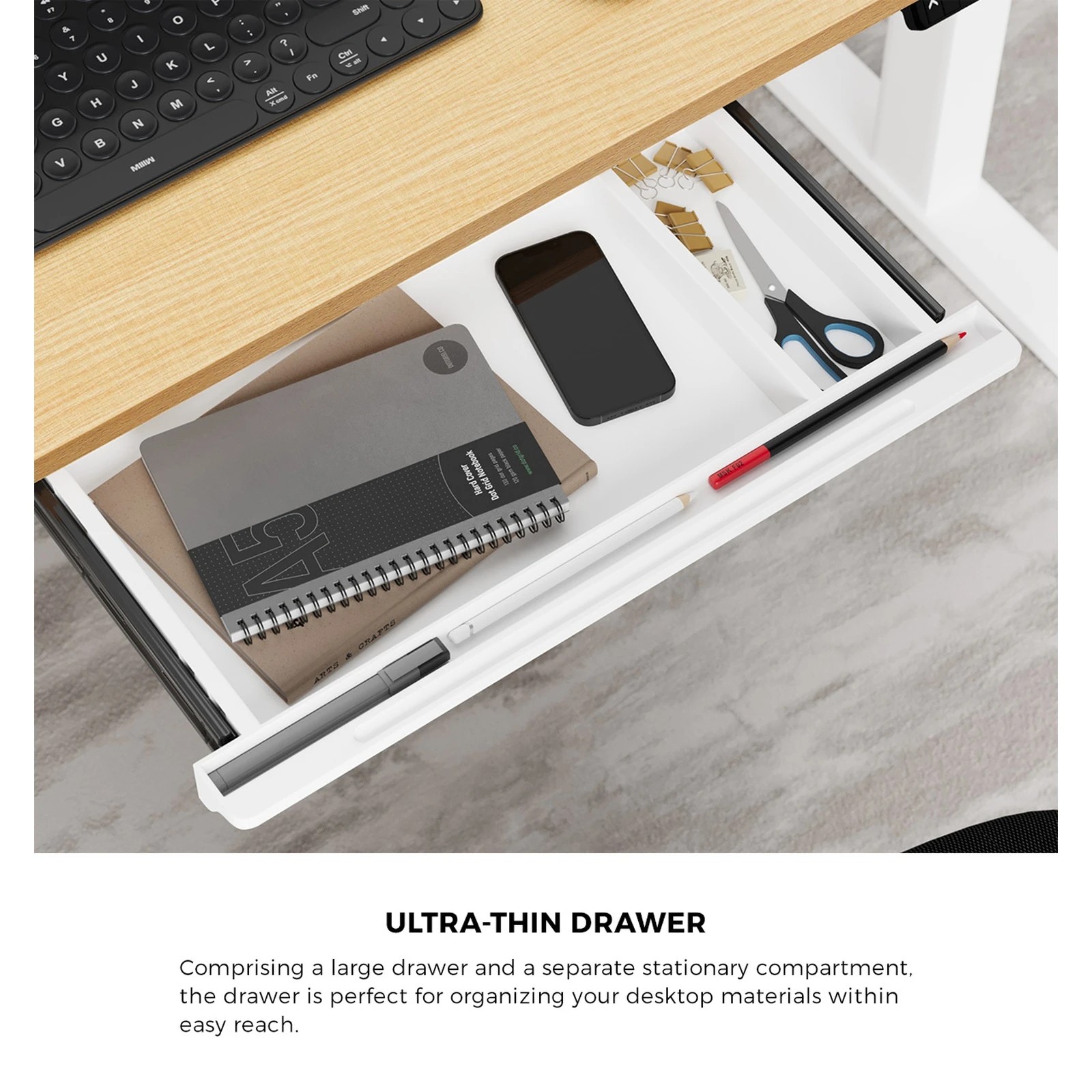 2 Oikiture 150cm Electric Standing Desk With Drawer Height Adjustable
 - Multi, 2 of 4