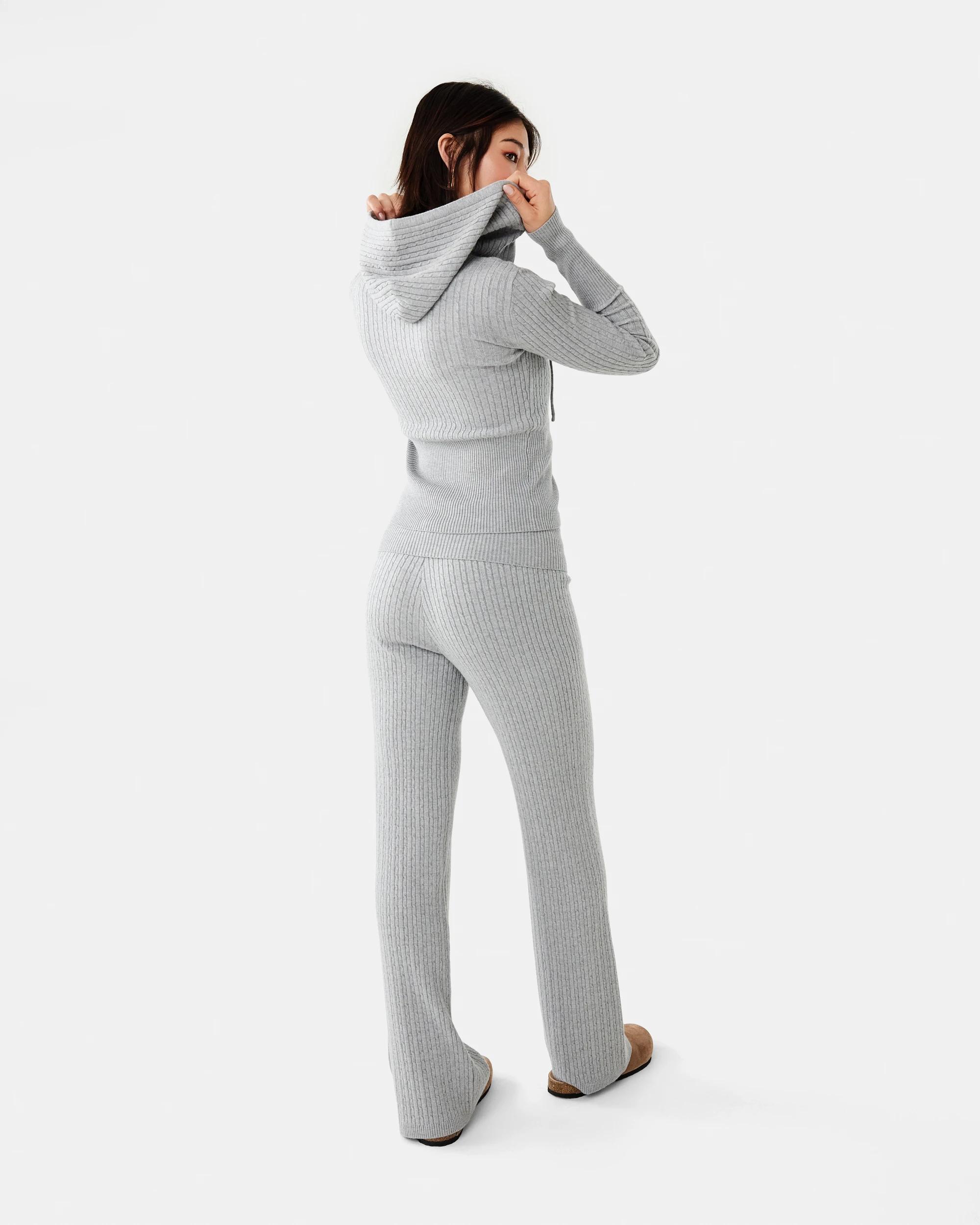 6 True Knit Cable Fold Over Pants Grey Marle, 6 of 8