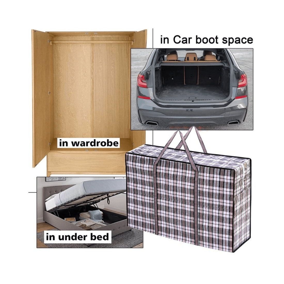 4 BR Home Large Stripe Packing Storage Bag with Zip Closure, 4 of 7