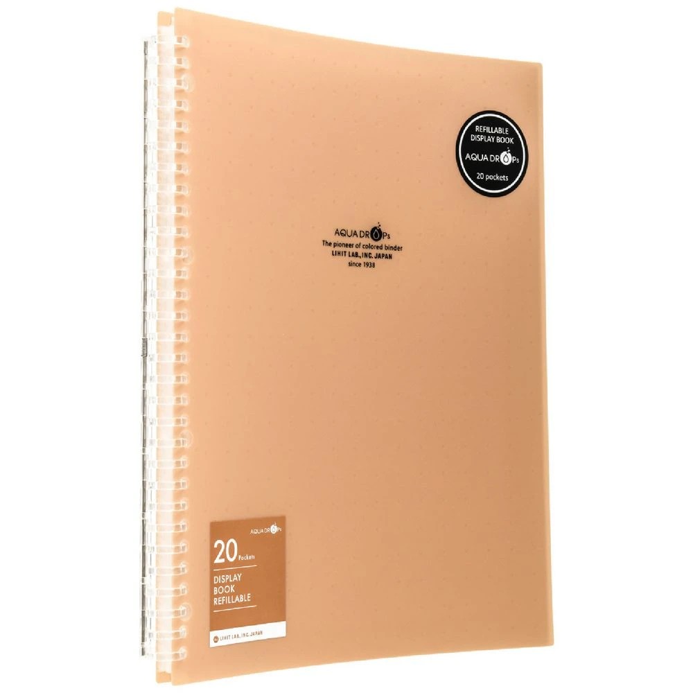 1 Aqua Drops Refillable Display Book A4 20 Pockets Vivid Beige, 1 of 4