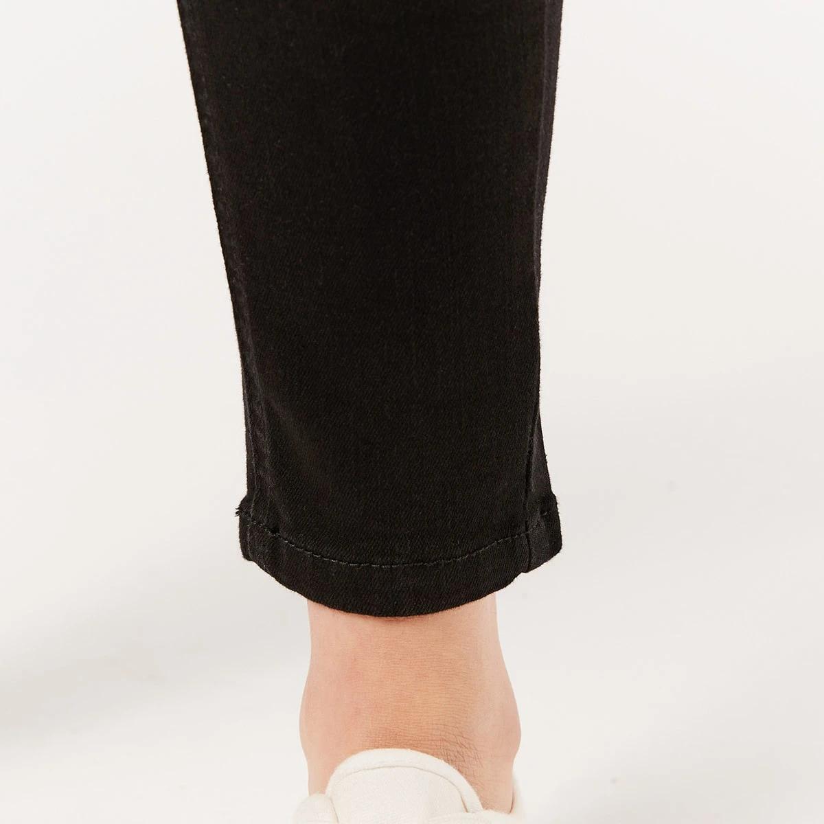 6 High Rise Ankle Length Skinny Jeans Black Wash, 6 of 8