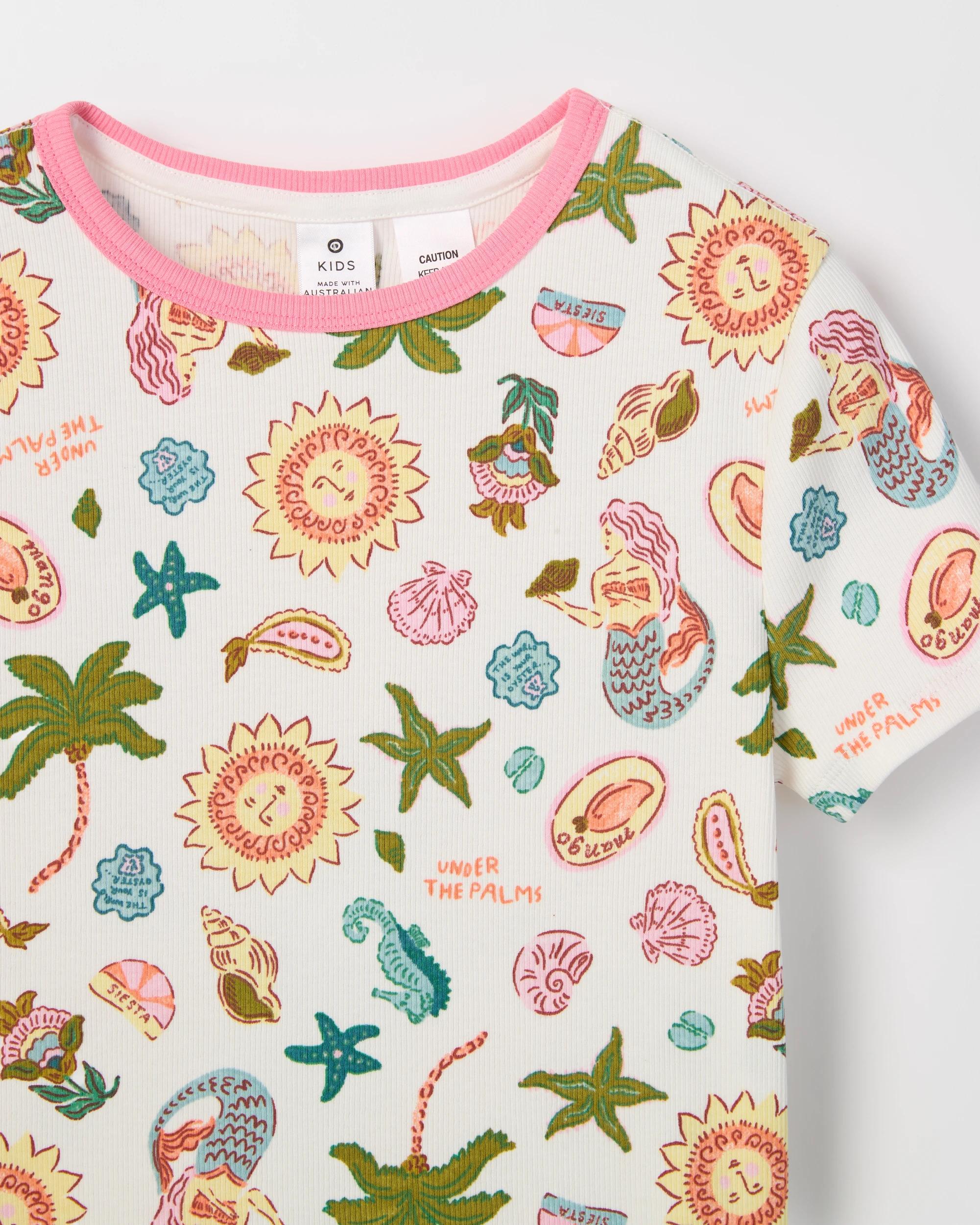 2 Target Kids Australian Cotton Older Girls Elevated Knit Pyjama Set MERMAID MULTI, 2 of 4