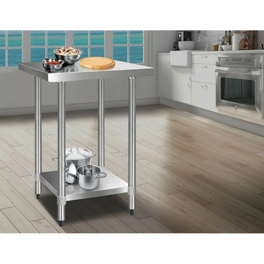 2 Cefito 610x610mm Stainless Steel Kitchen Bench 430 - Silver, 2 of 6