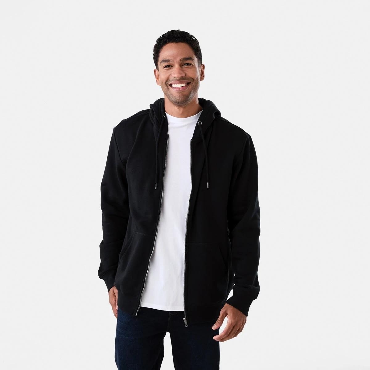 1 Comfort Zip Through Hoodie Black, 1 of 7