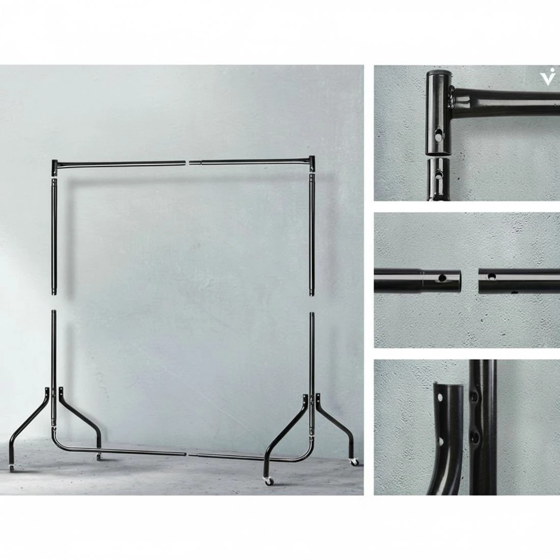 7 Artiss Clothes Rack 2-Pack 6ft Rail with Wheels Garment Racks Portable Heavy Duty Space Saving Bedside Table - Black, 7 of 7