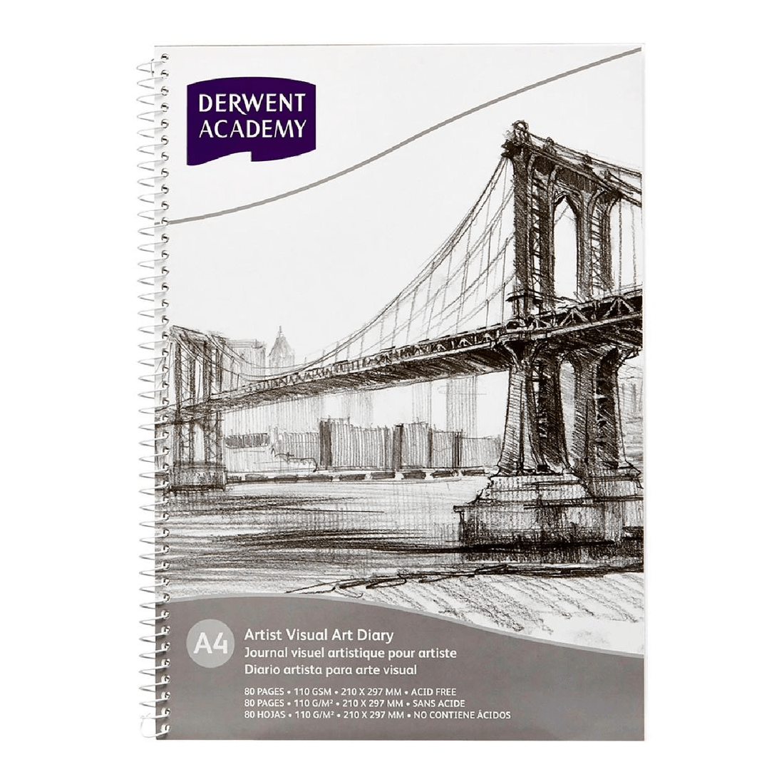 1 Derwent Academy Visual Art Diary Portrait 110gsm 80 Pages A4, 1 of 1