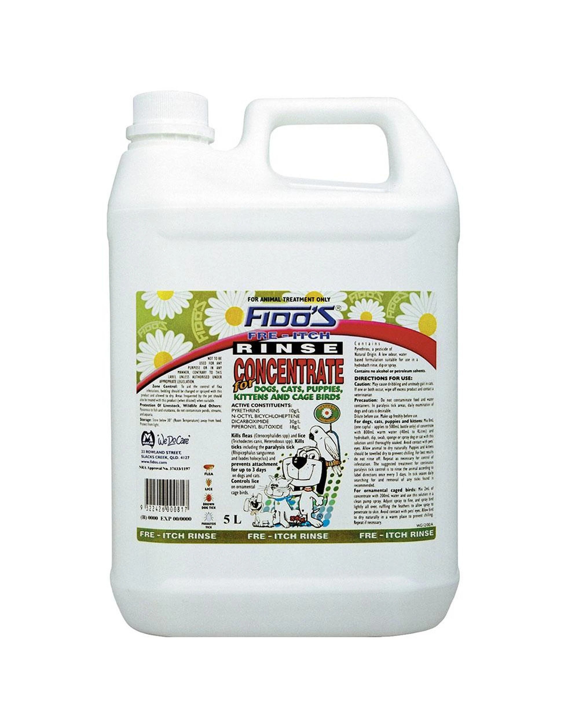1 Fidos Fre-Itch Rinse Concentrate Dogs & Cats Flea Treatment 5L, 1 of 1