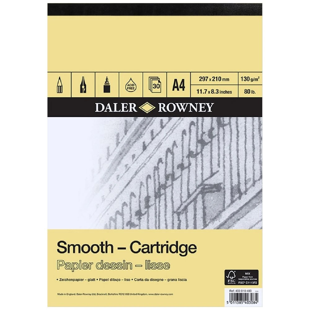 1 Daler-Rowney Smooth Cartridge Pad 130gsm 30 Sheets A4, 1 of 1