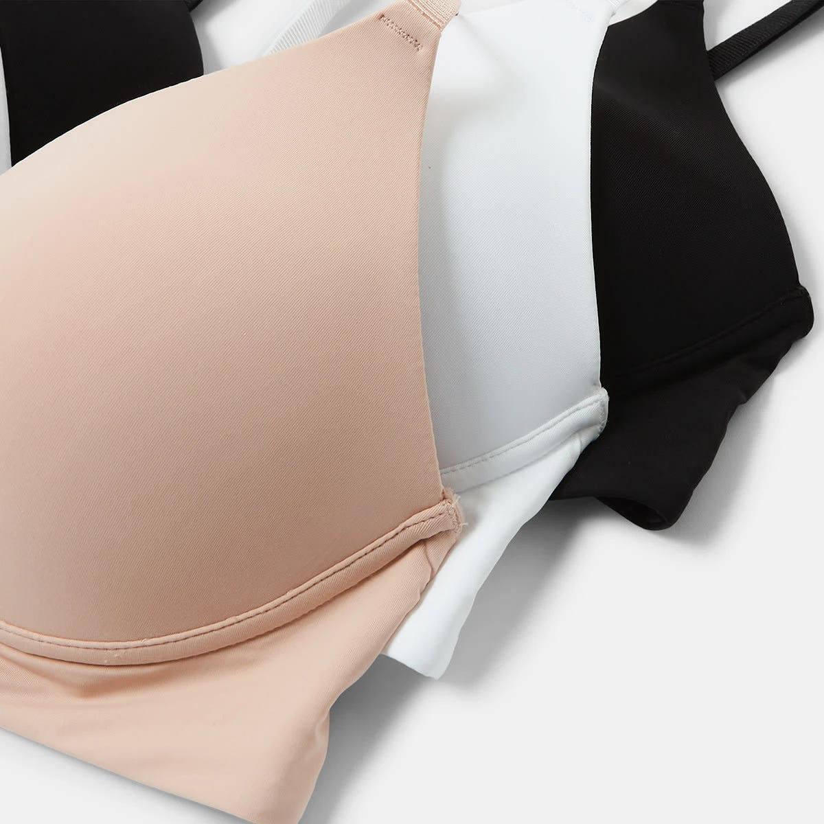 2 3 Pack Wirefree Smooth T-shirt Bra SOFT SAND BEIGE, WHITE, BLACK, 2 of 10