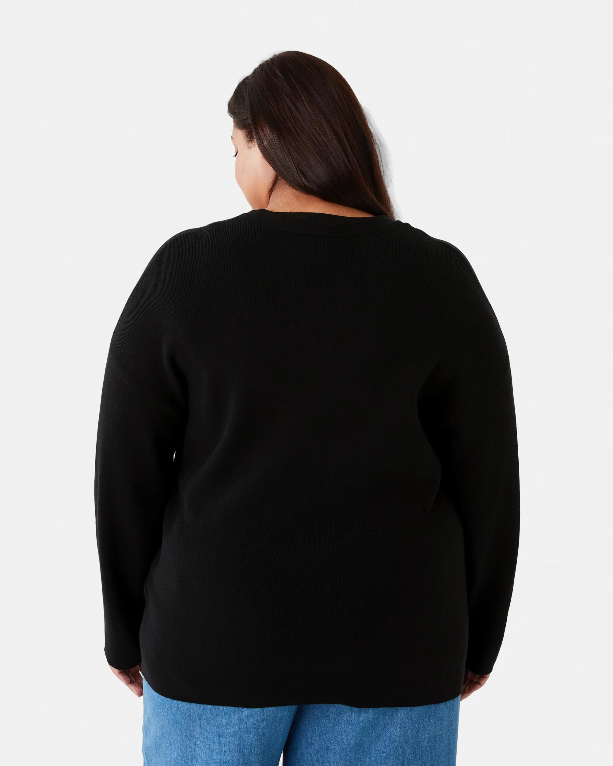 3 Curve Gold Tone Button Cardigan Black, 3 of 7