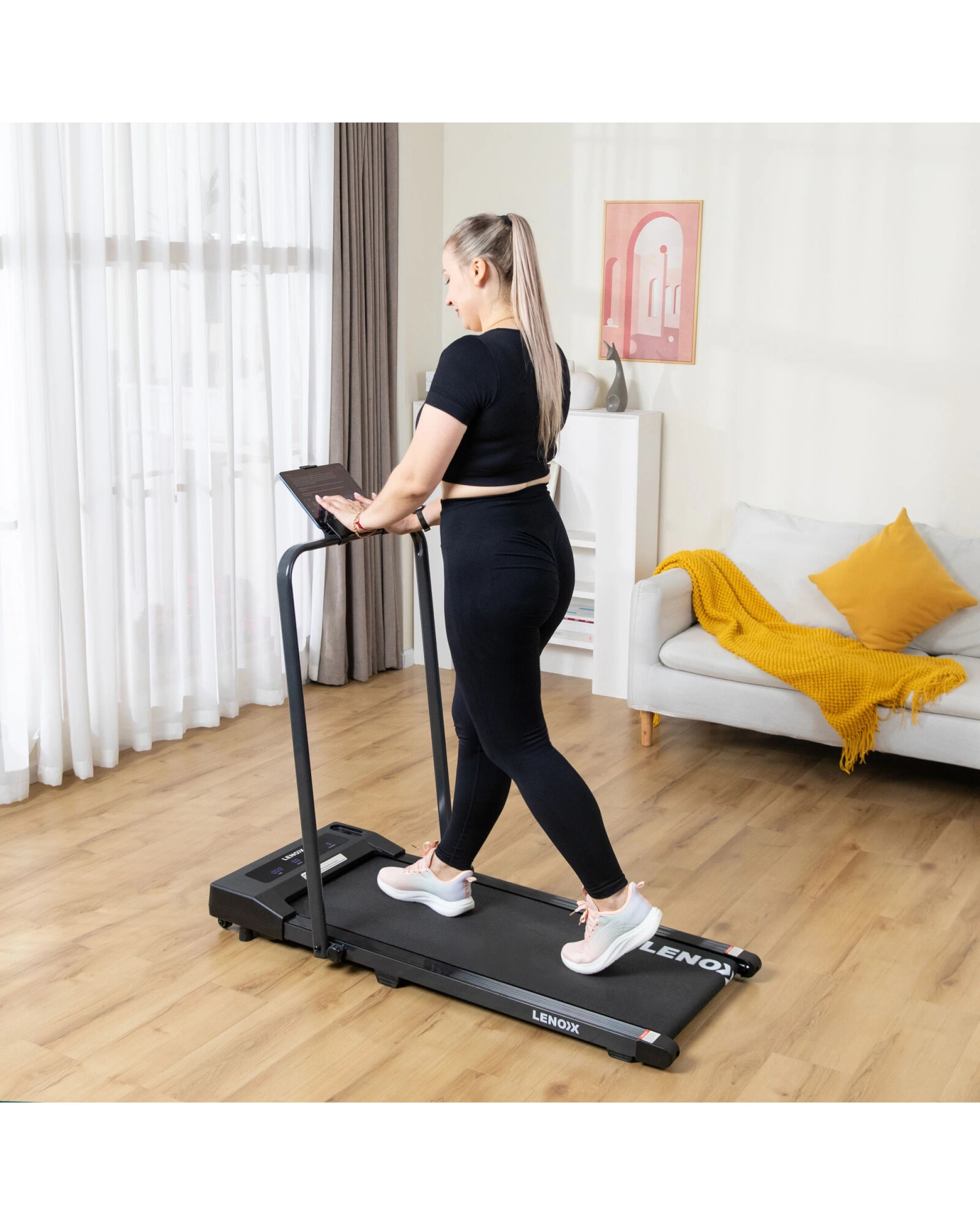 8 Lenoxx 2HP 52cm Walking Pad Treadmill w/ Remote, Foldable Handrail, and Tablet Holder, 8 of 10