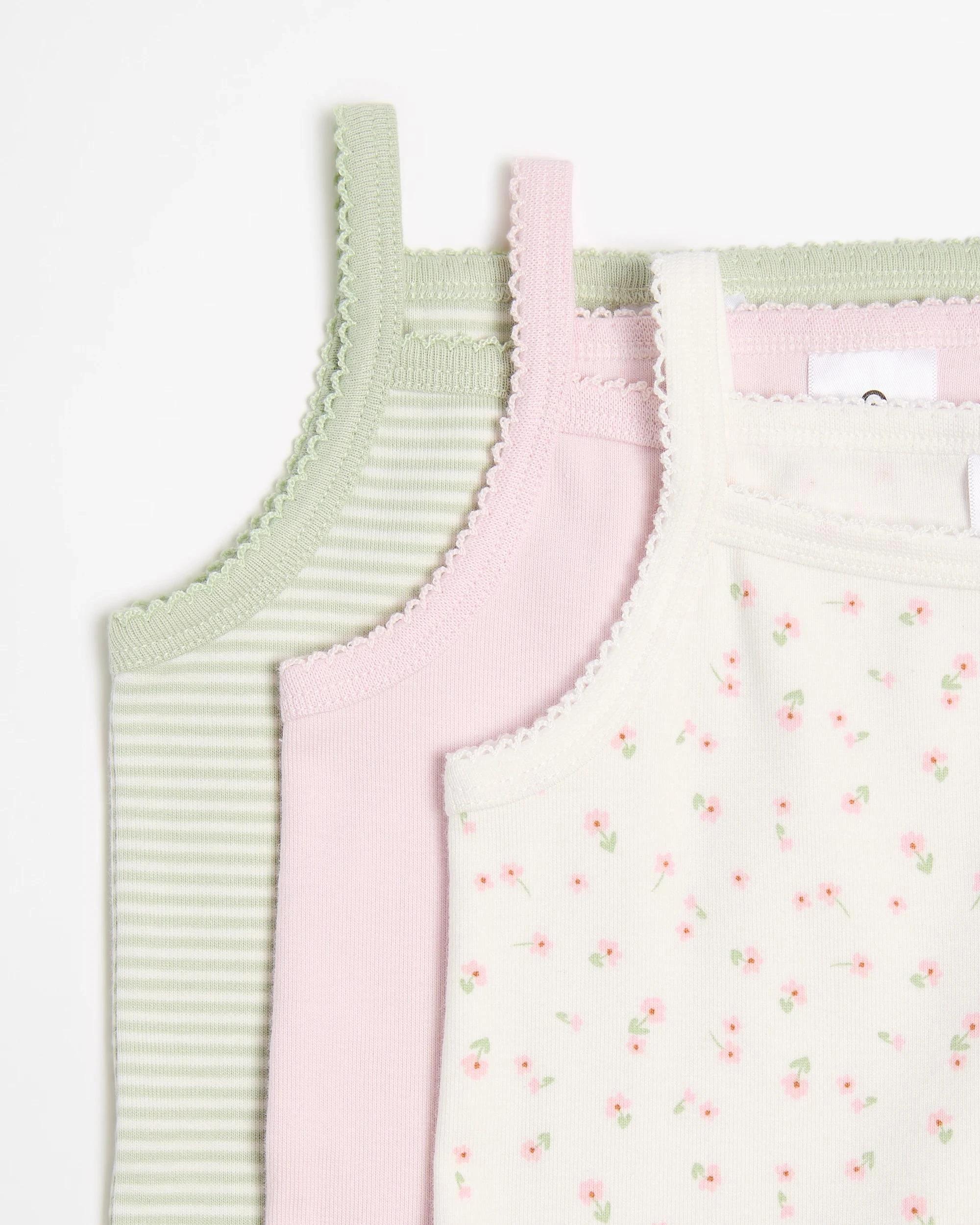 6 Target Baby Baby Organic Cotton Print Bodysuit 3 Pack DAISY/PINK/GREEN STRIPE, 6 of 6